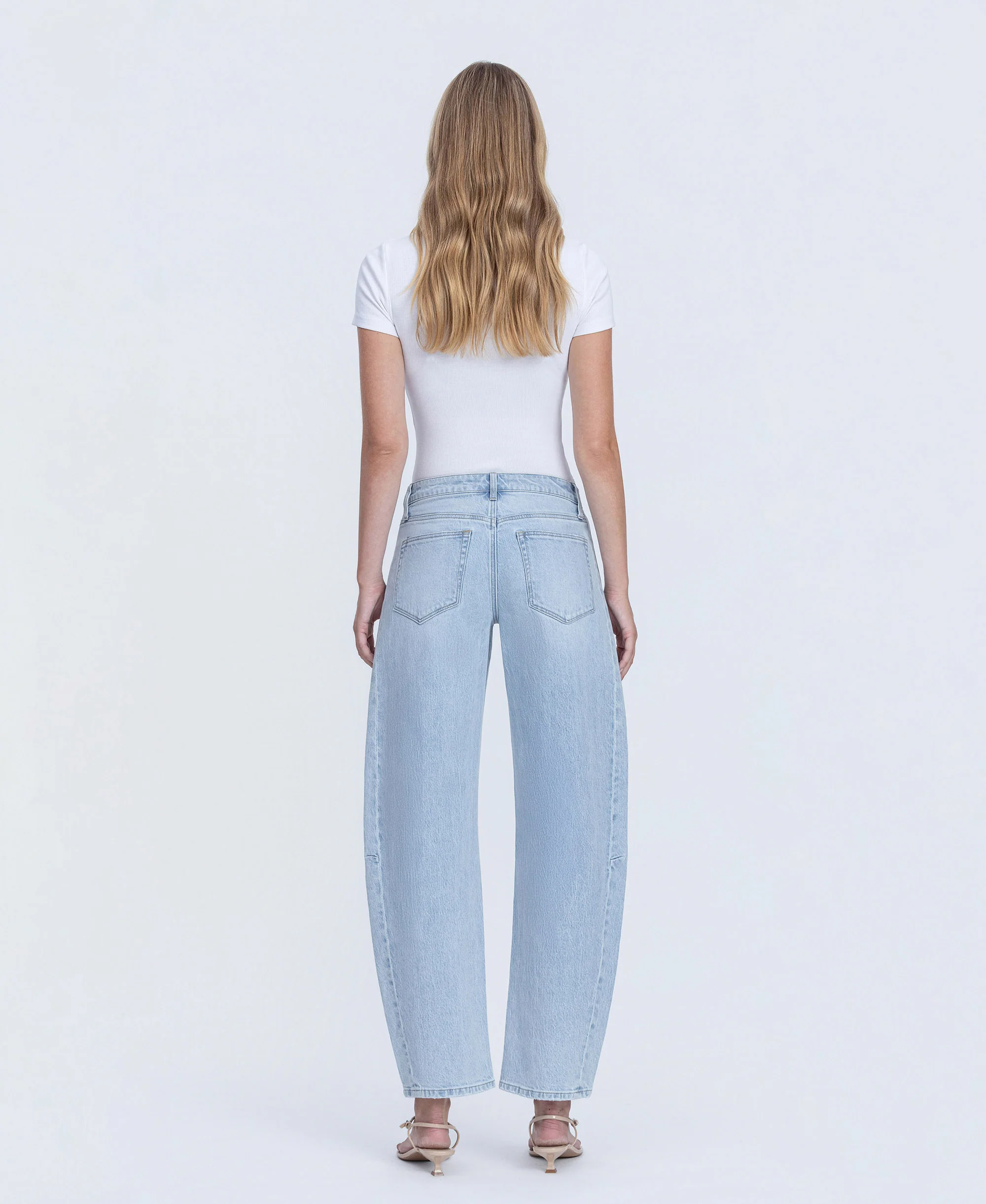 Godlike - High Rise Seam Detail Crop Barrel Jeans - Image 2