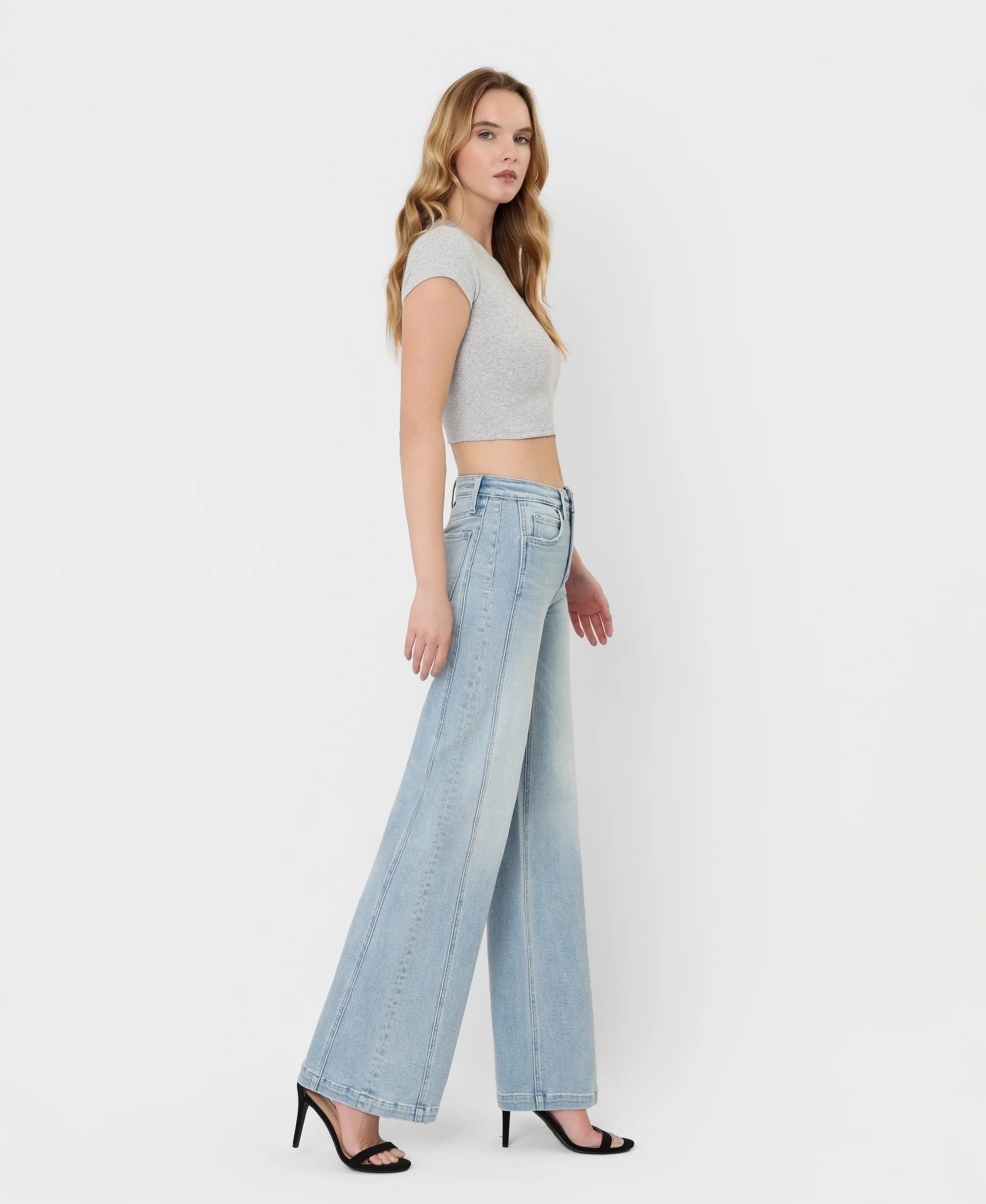 Great Rapids - High Rise Side Panel Wide Leg Jeans - Image 4