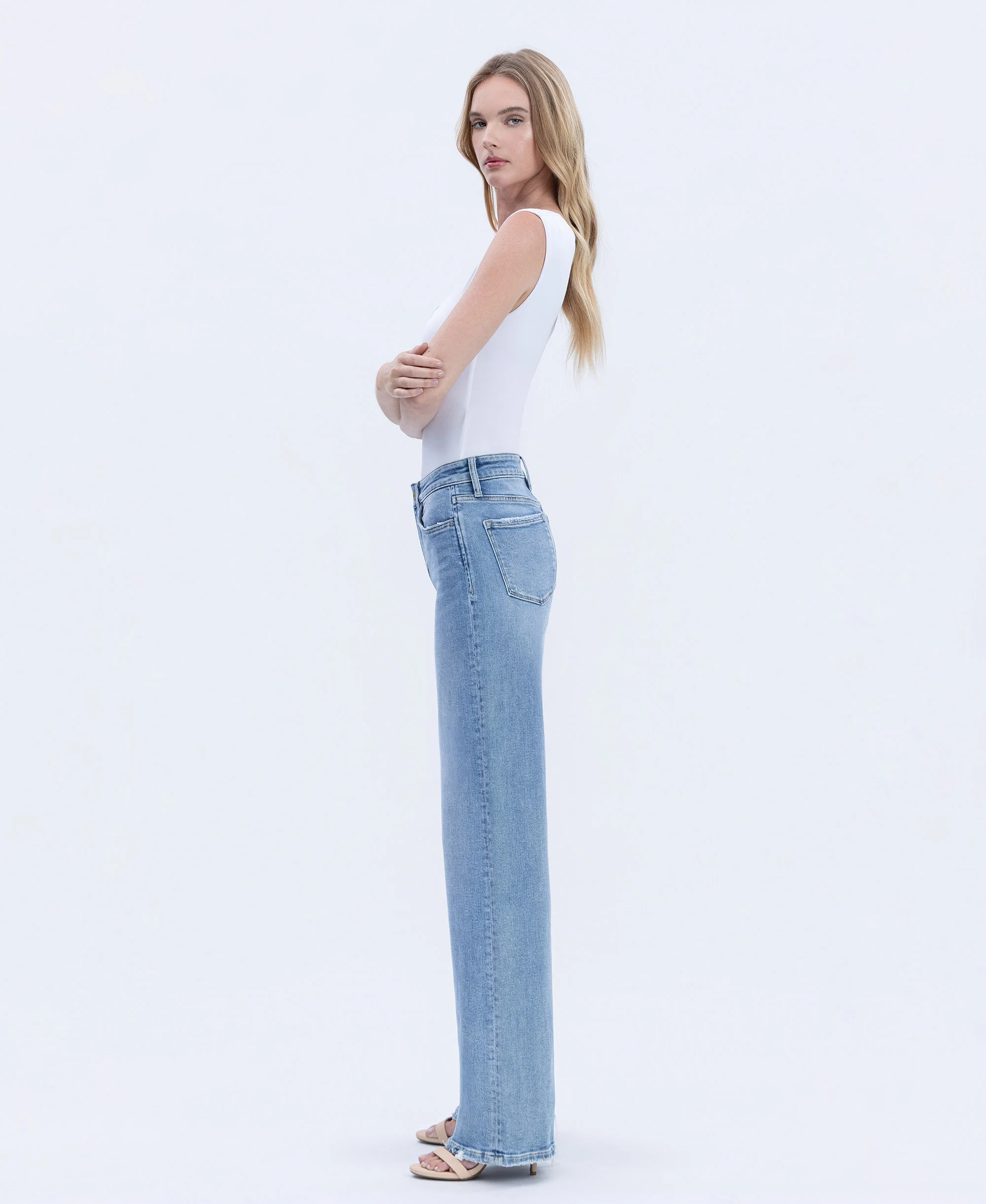 Hearten - High Rise Full Length Wide Leg Jeans - Image 3