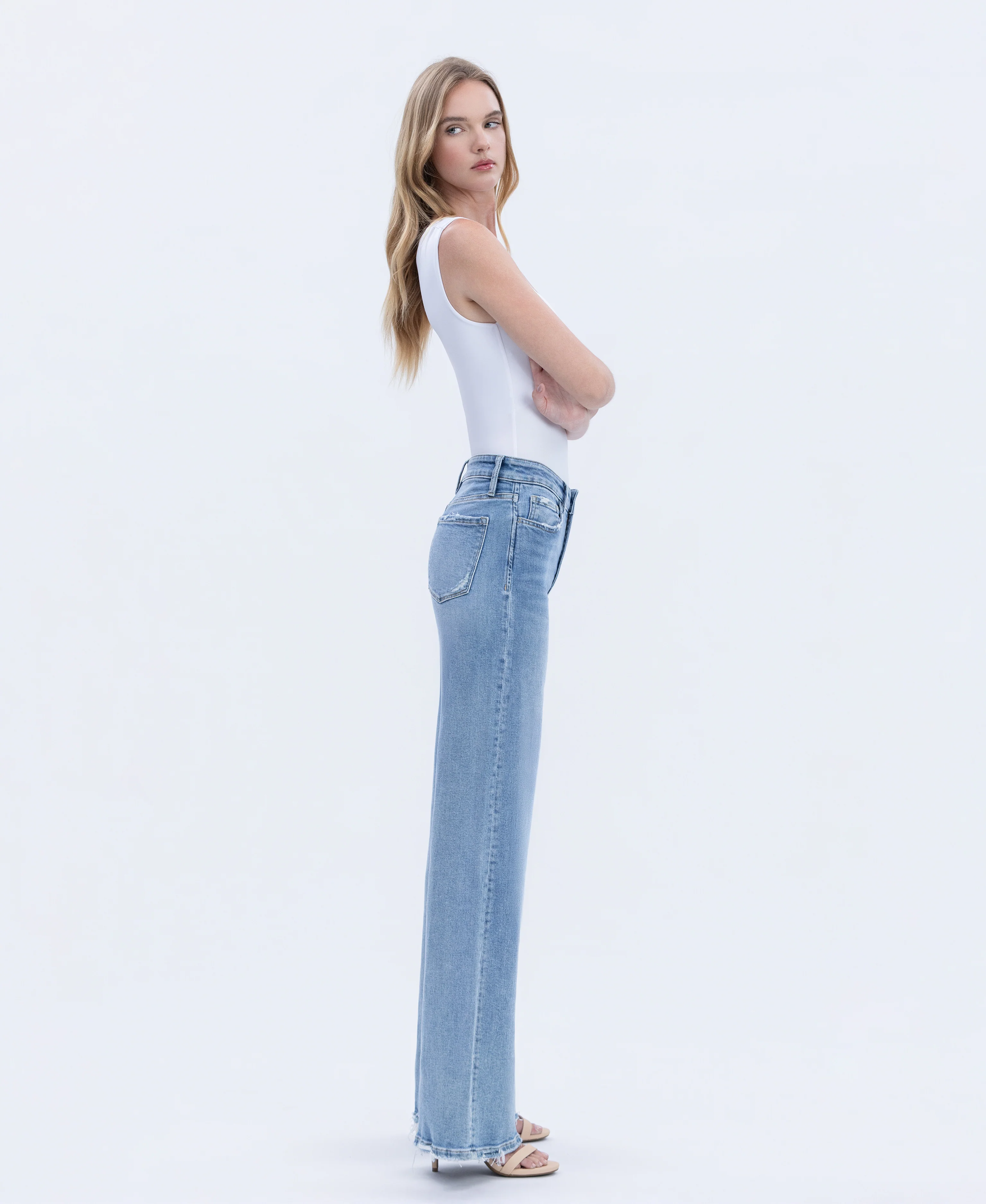 Hearten - High Rise Full Length Wide Leg Jeans - Image 4