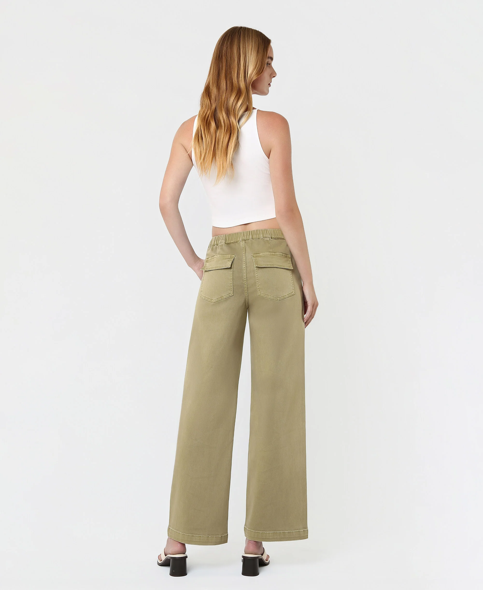 Herb - High Rise Elastic Drawstring WB Baggy Wide Leg Jeans - Image 2