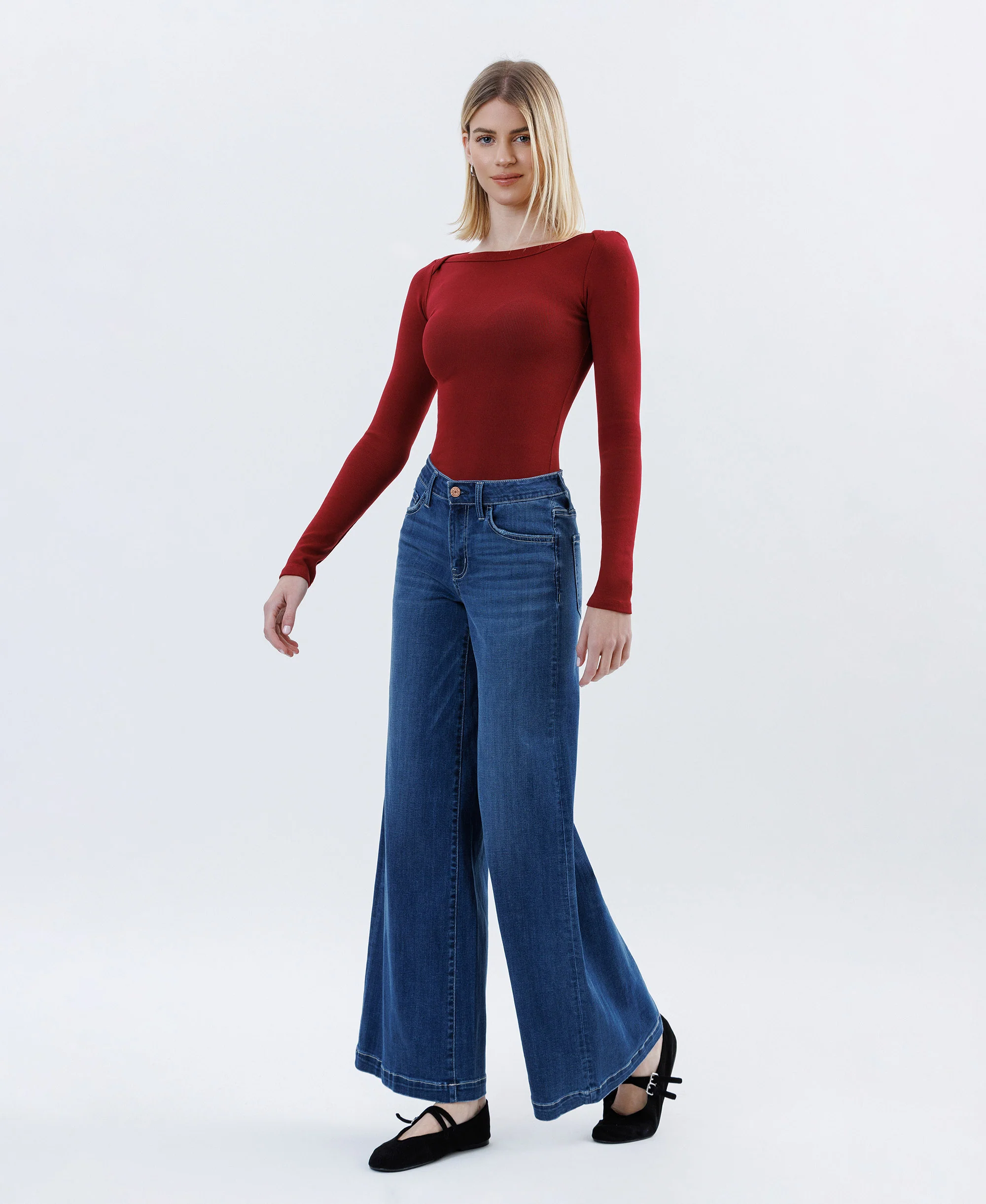Humane - Mid Rise Full Length Palazzo Jeans - Image 3