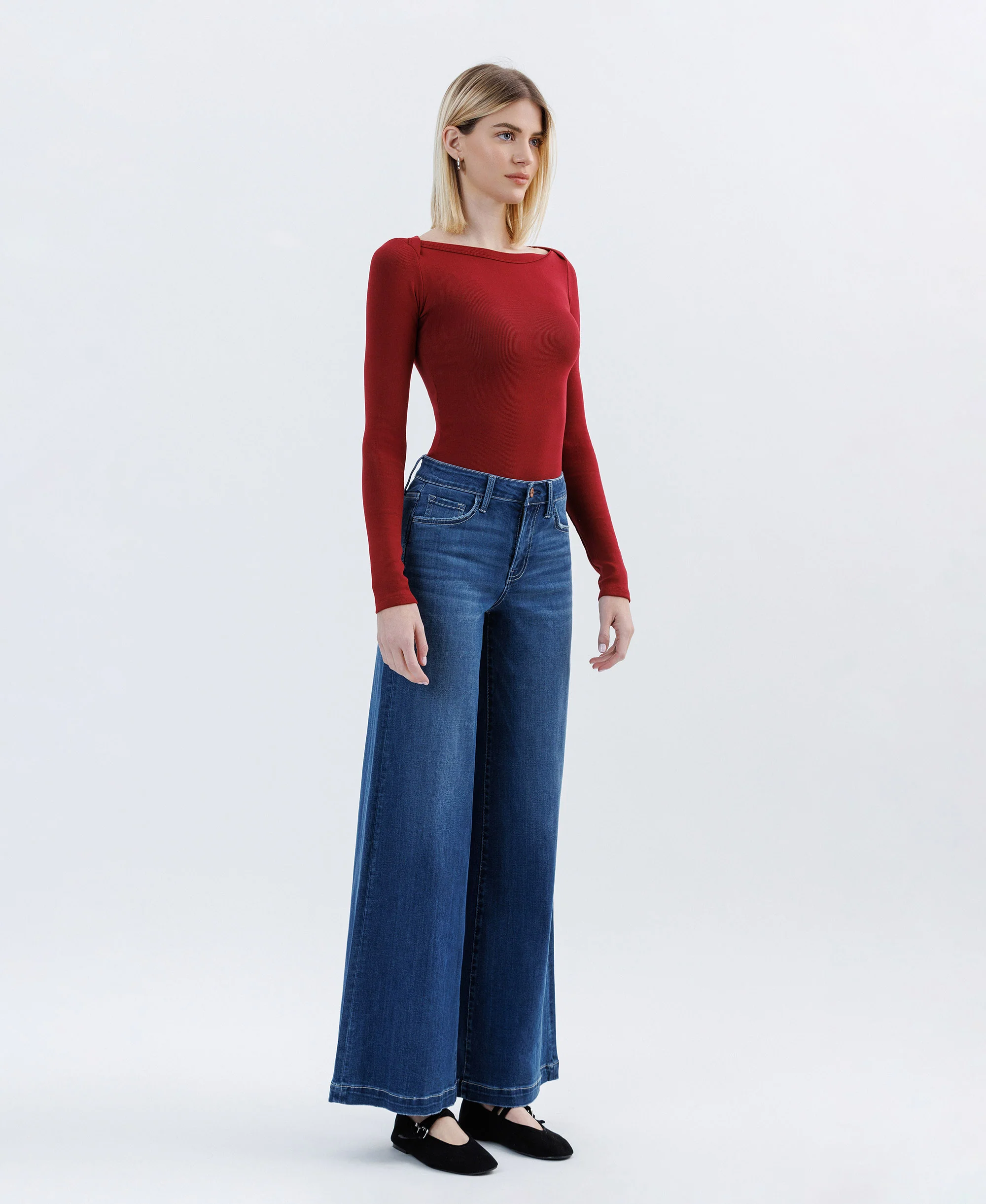 Humane - Mid Rise Full Length Palazzo Jeans - Image 4