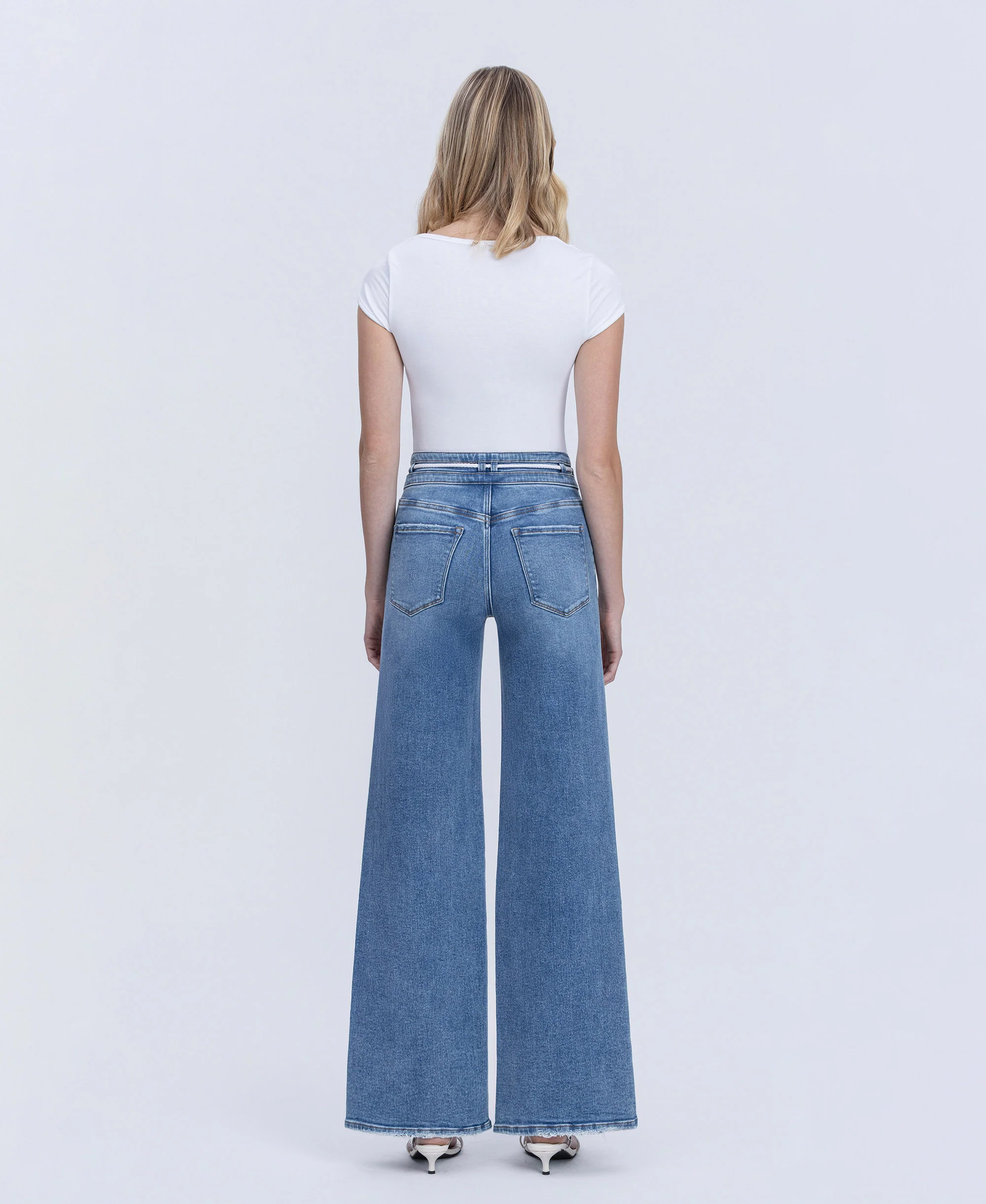 Humility - High Rise Double Buttons Drawstring Wide Leg Jeans - Image 2