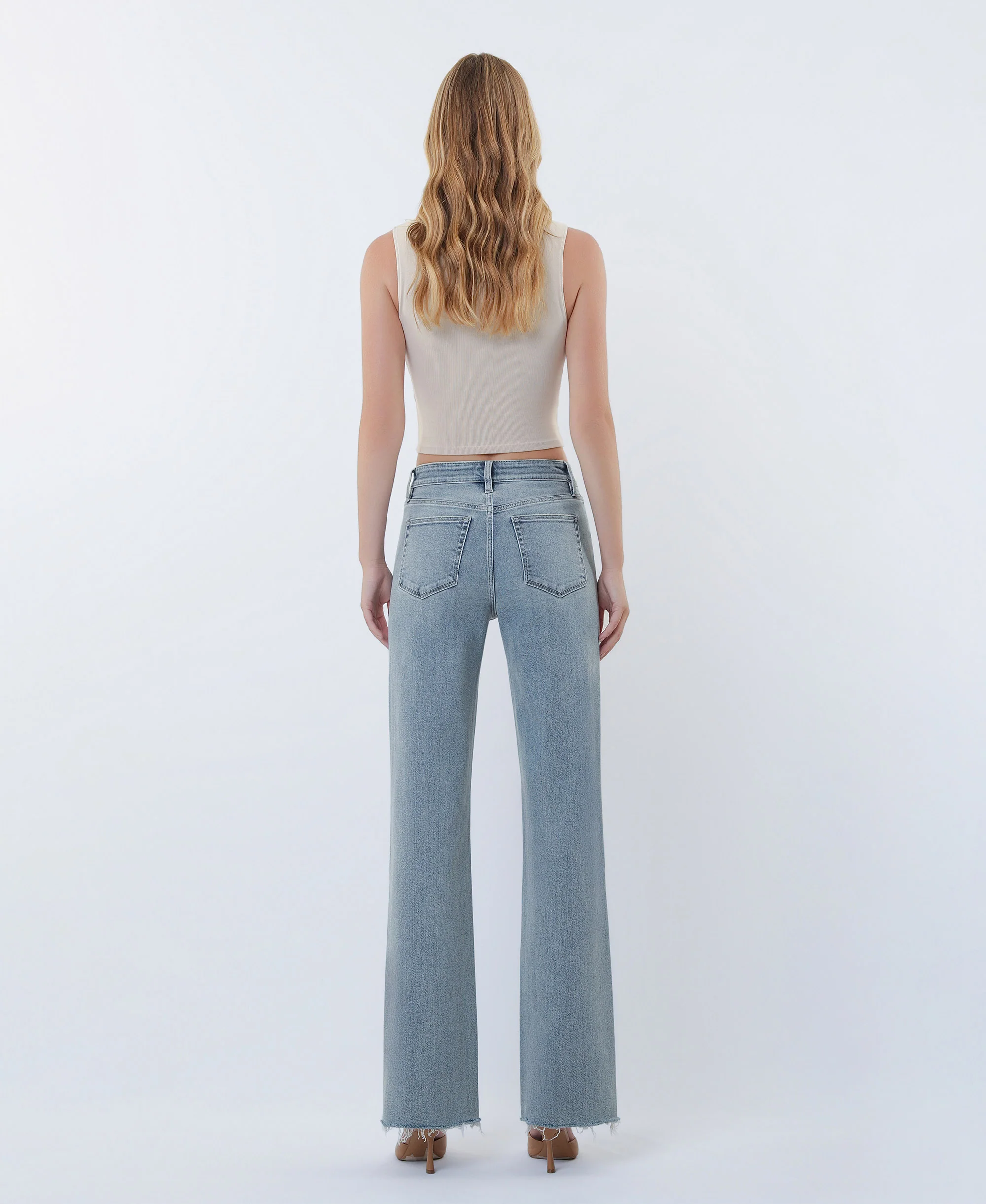 Insightful - High Rise Raw Hem Slim Wide Leg Tinted Jeans - Image 2