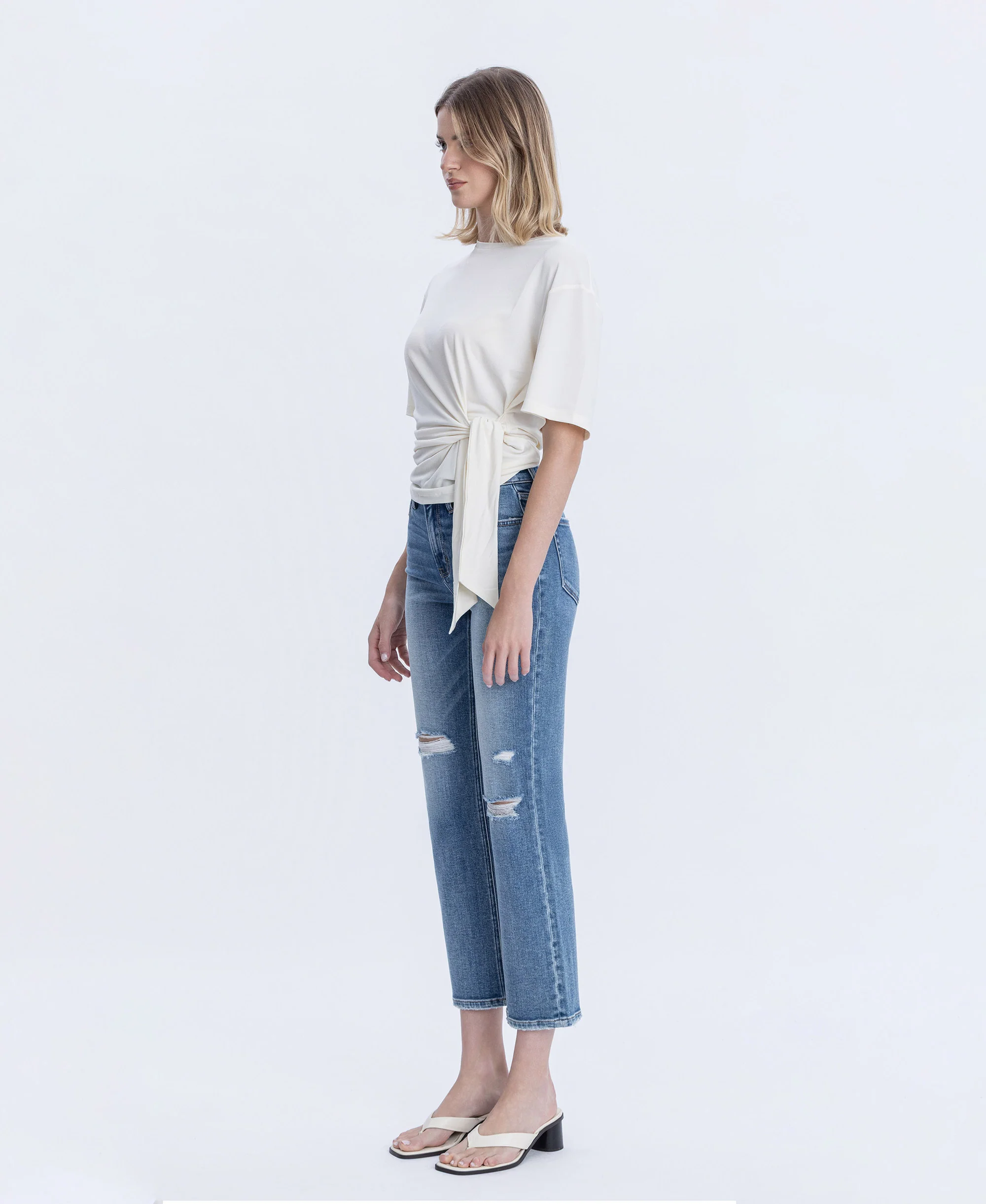 Intimacy - High Rise Distressed Ankle Straight Jeans - Image 3