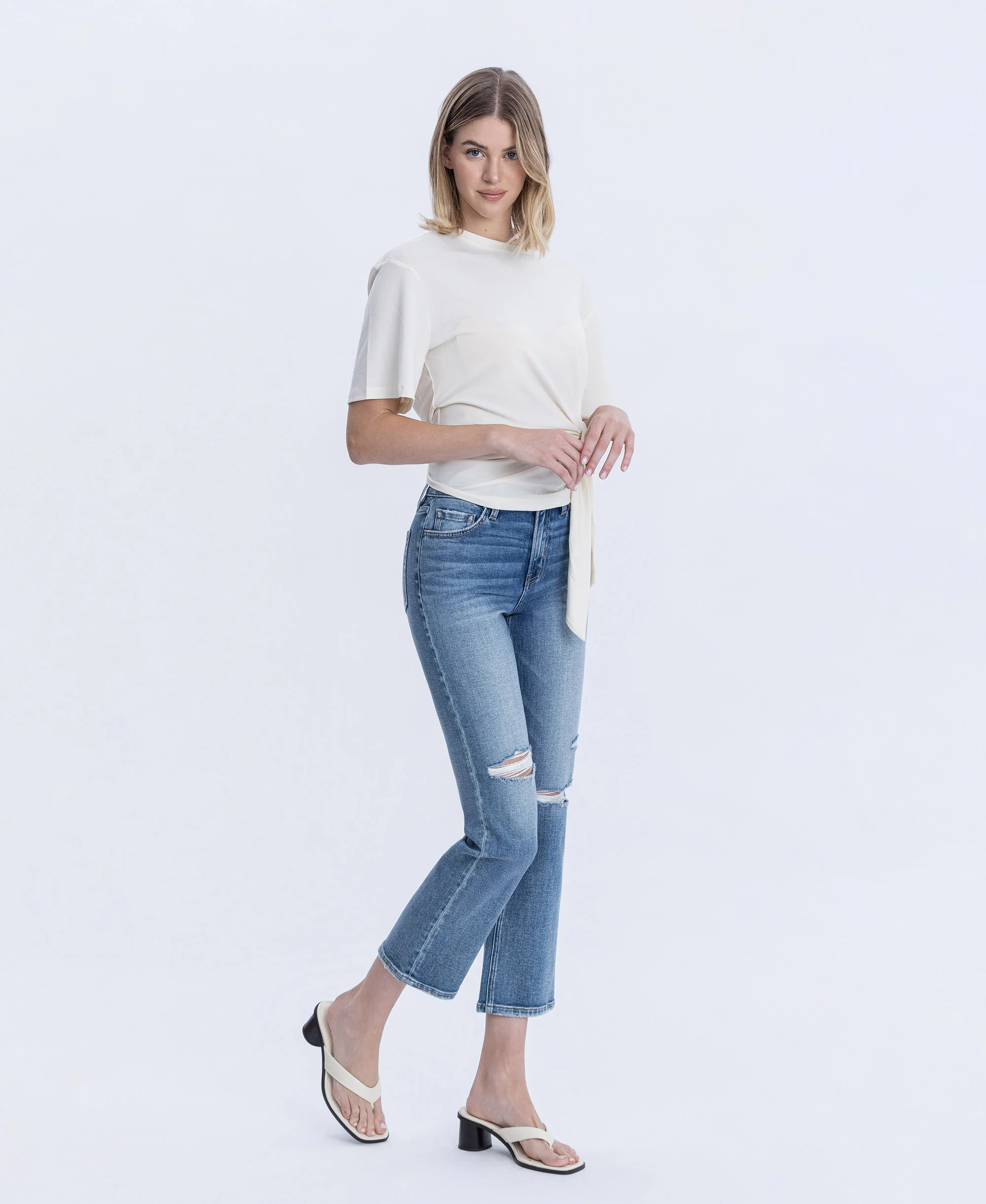 Intimacy - High Rise Distressed Ankle Straight Jeans - Image 4