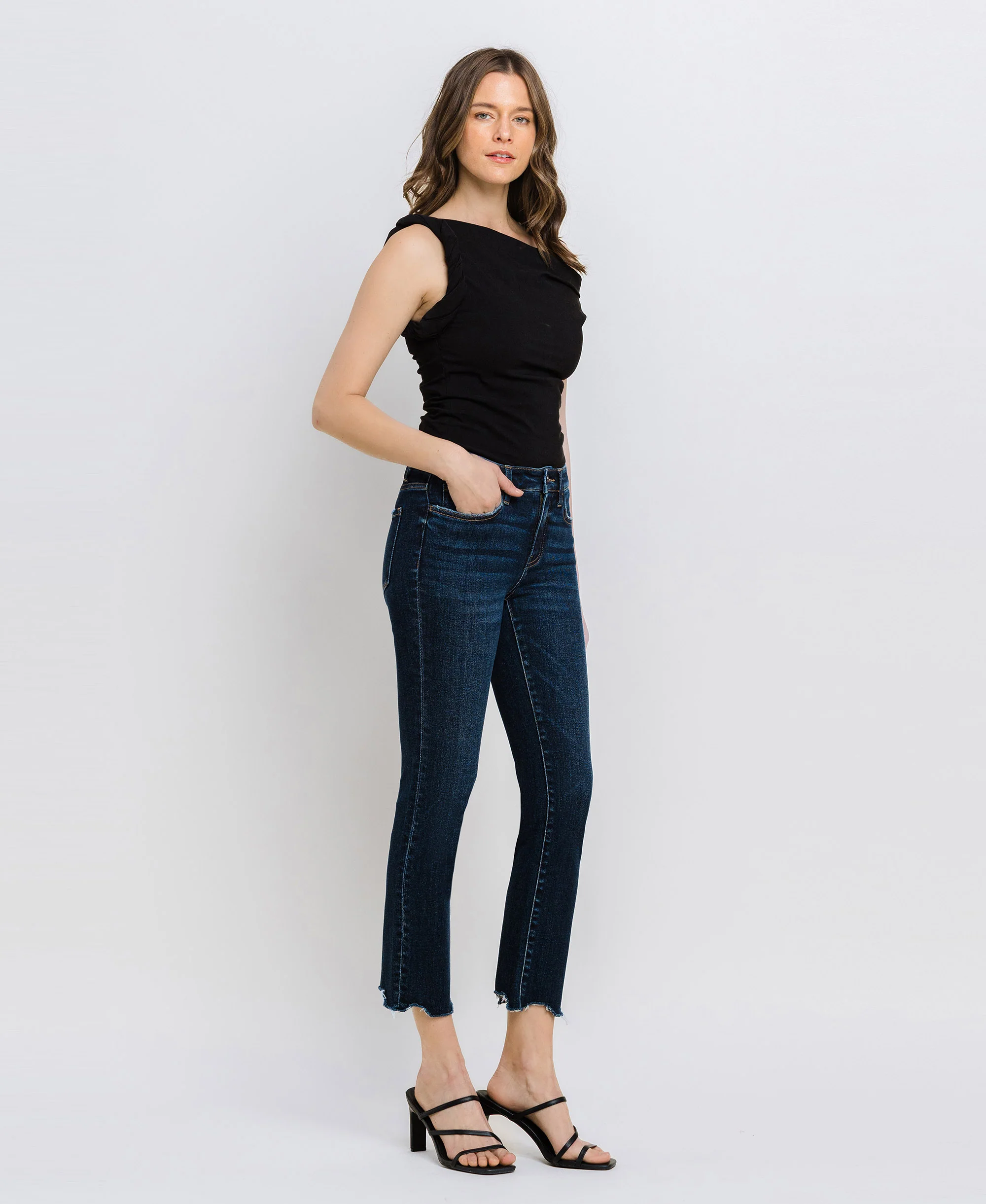 Issue Free - Mid Rise Crop Slim Straight Jeans - Image 4