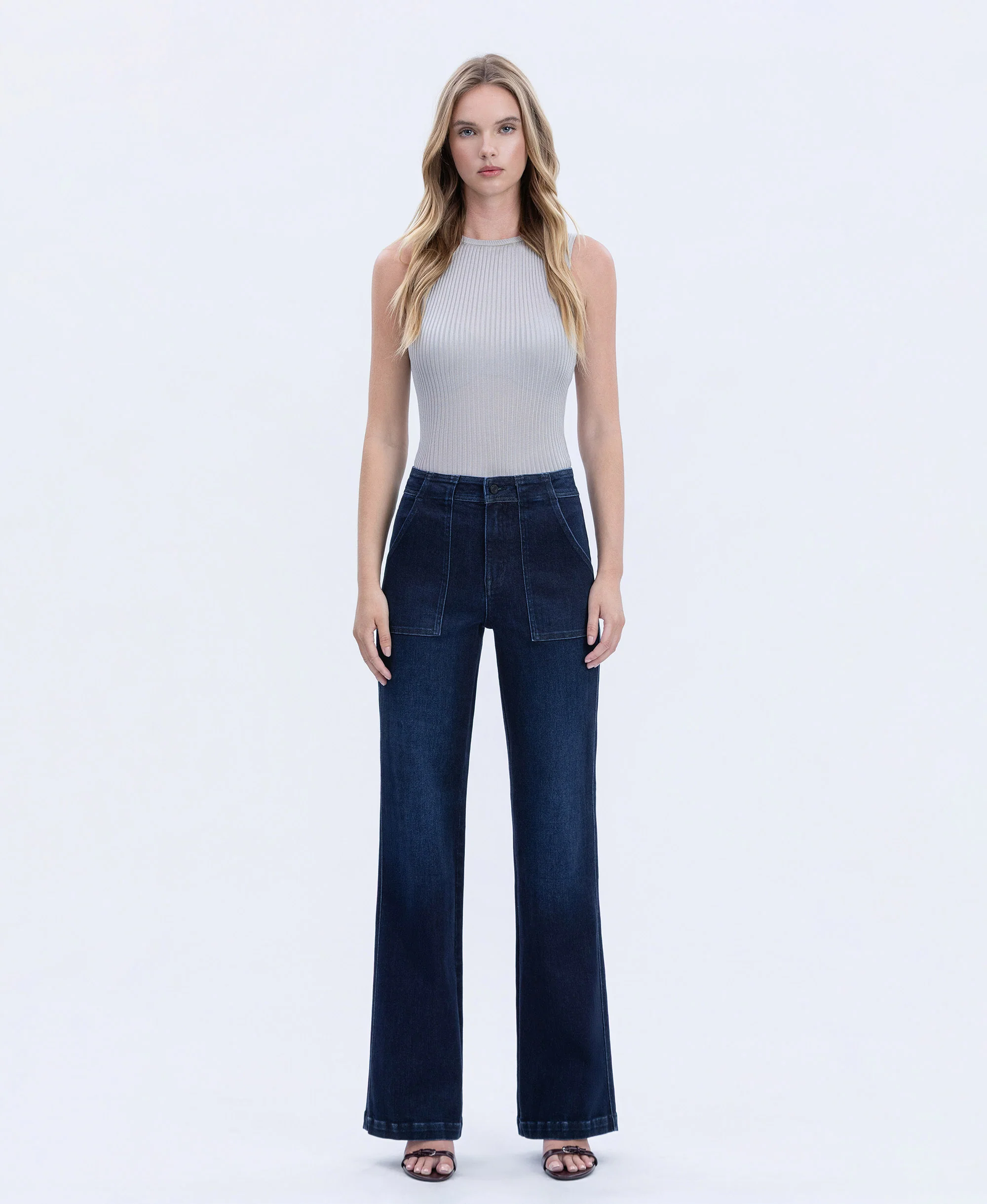 Jubilant Reflections - Super High Rise Full Length Vintage Flare Jeans - Image 4