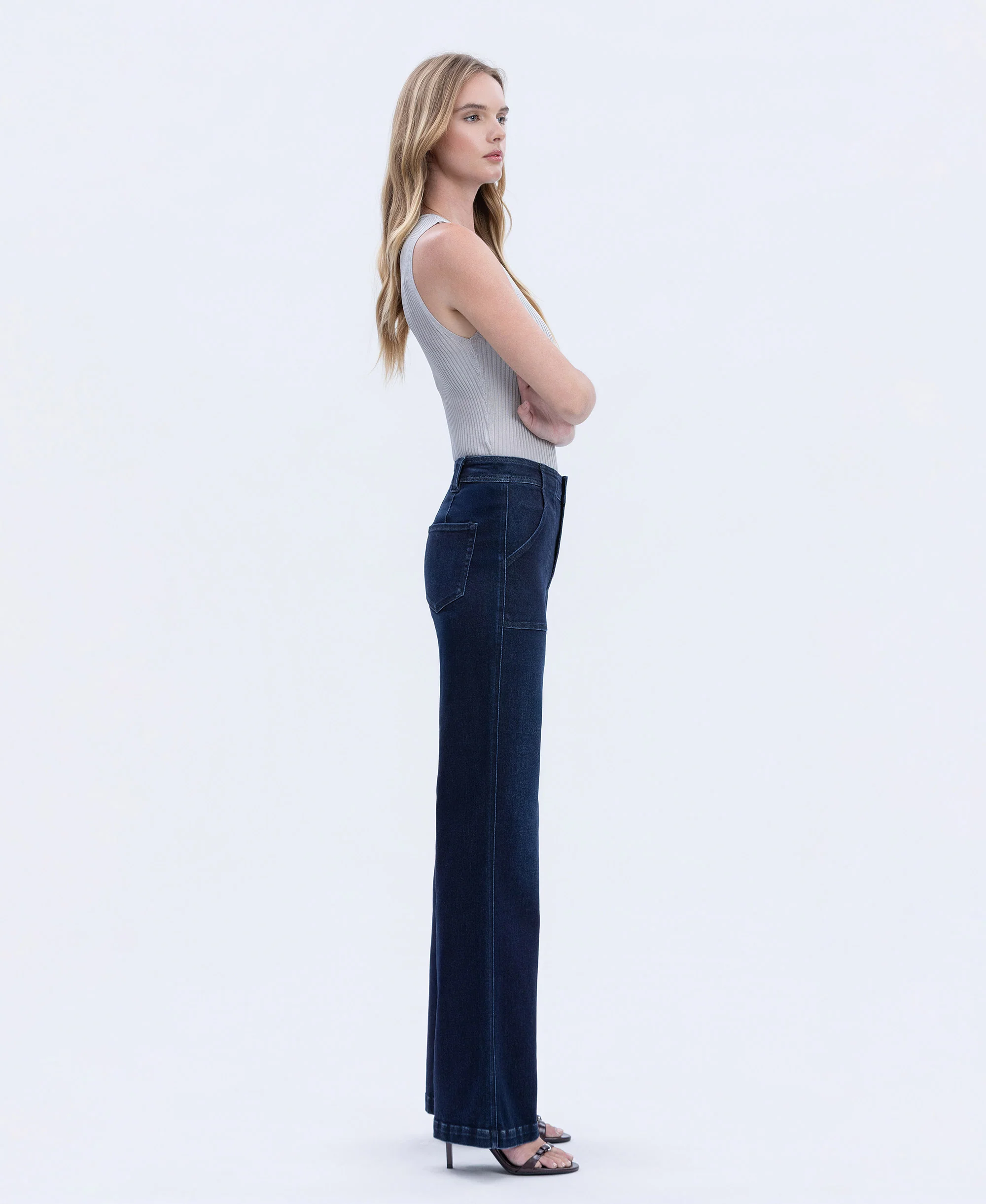 Jubilant Reflections - Super High Rise Full Length Vintage Flare Jeans - Image 5