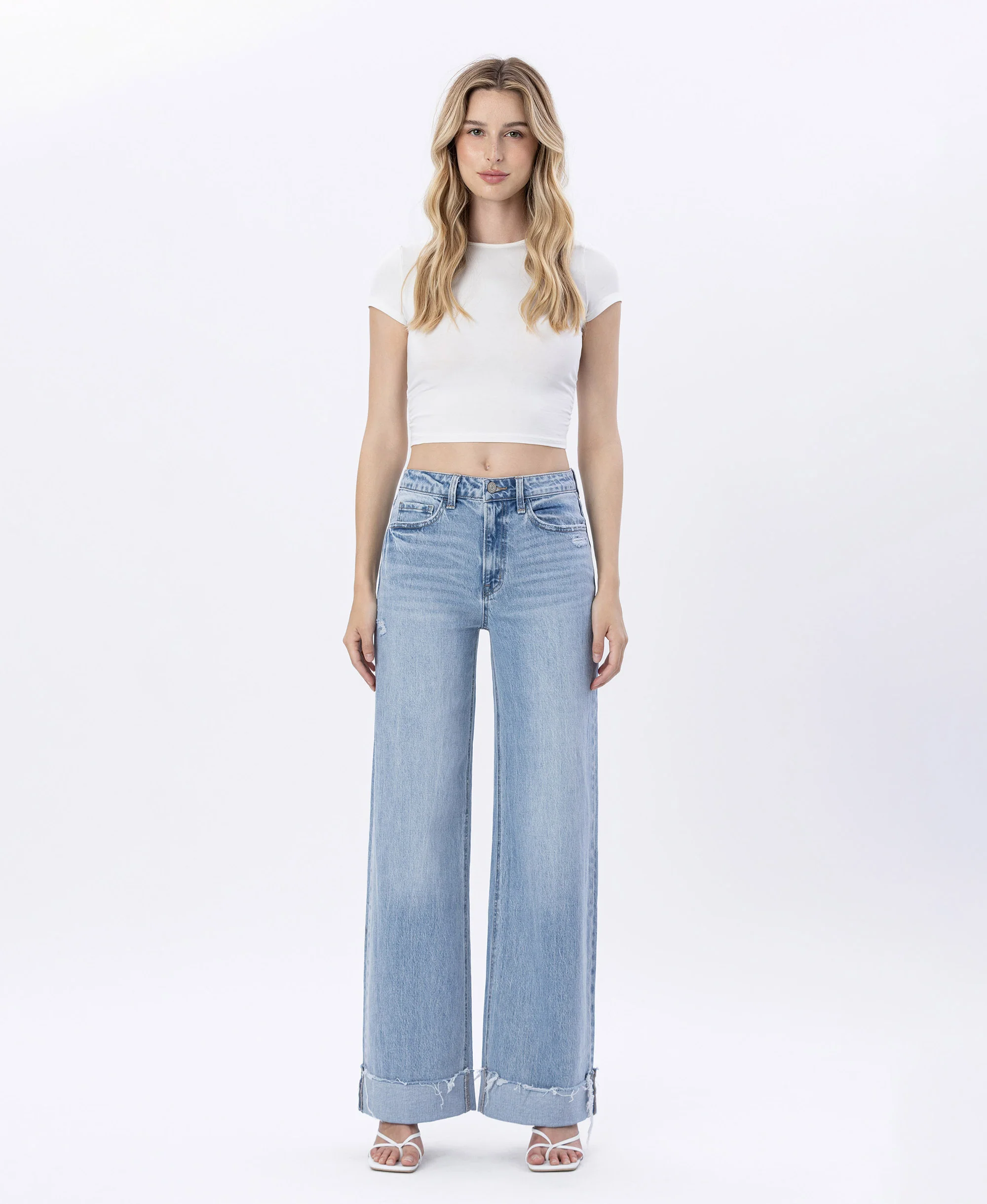 Jubilant - Super High Rise Cuffed Baggy Wide Leg Jeans