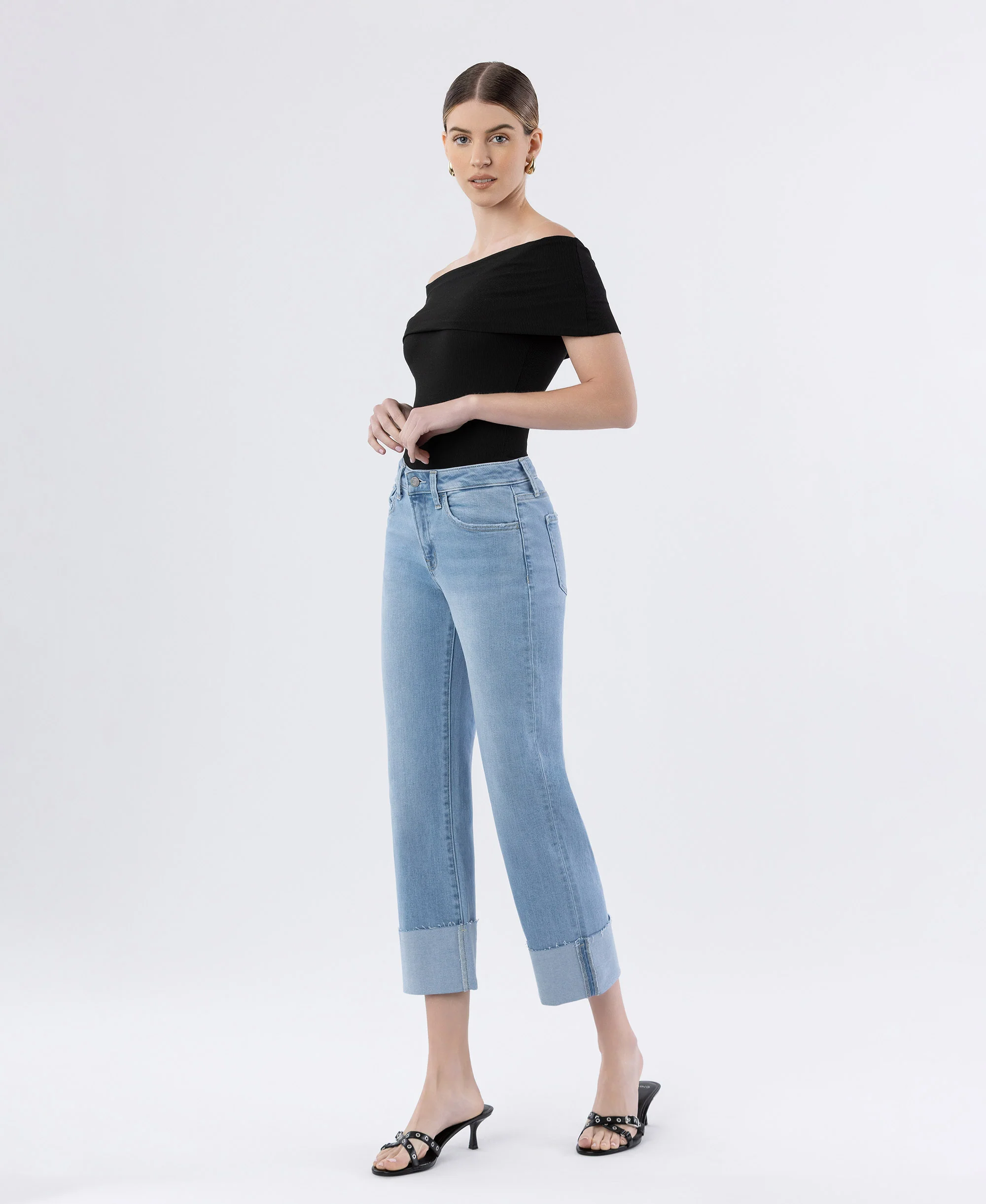 Jude - High Rise Cuffed Crop Straight Jeans - Image 3