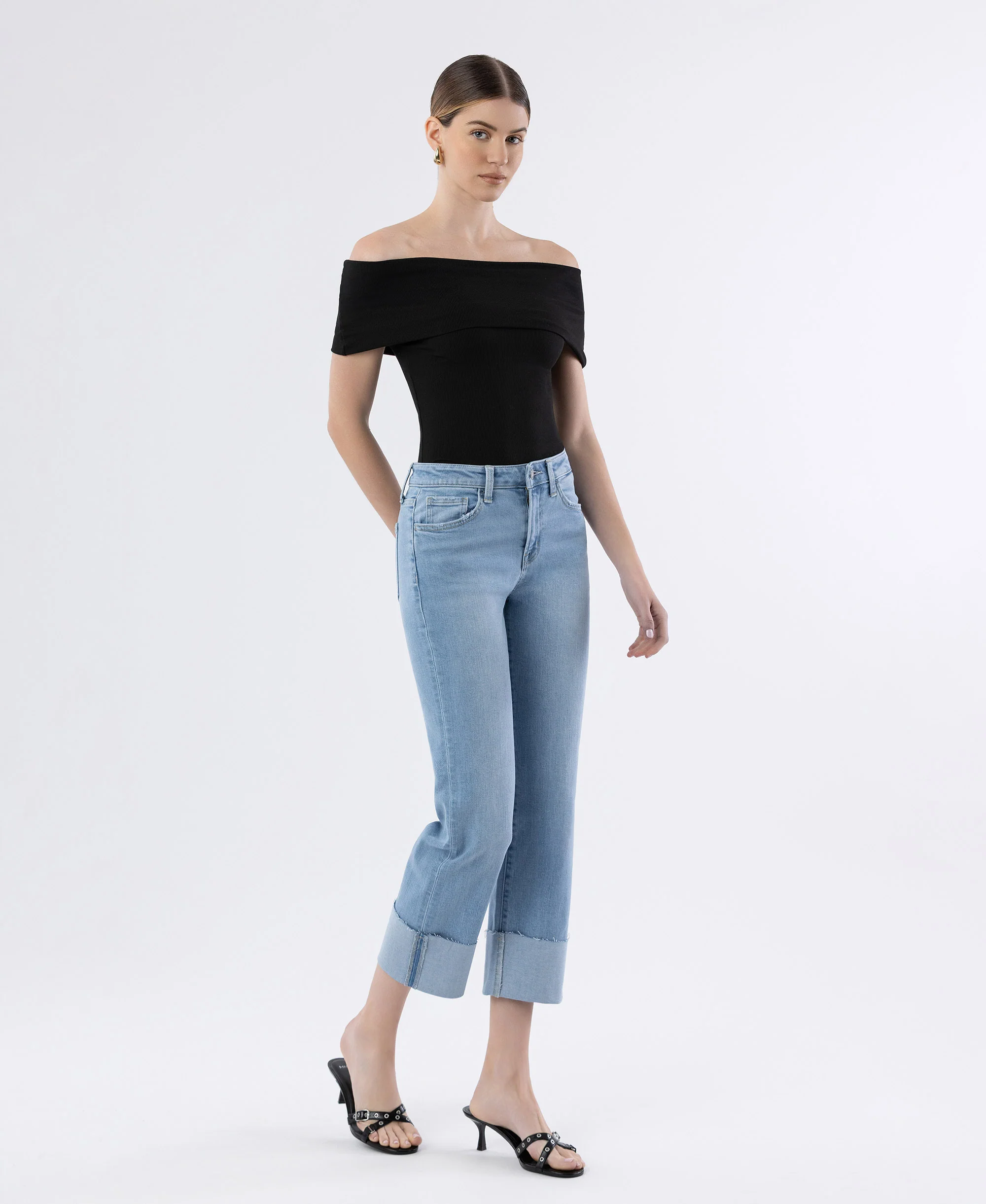 Jude - High Rise Cuffed Crop Straight Jeans - Image 4