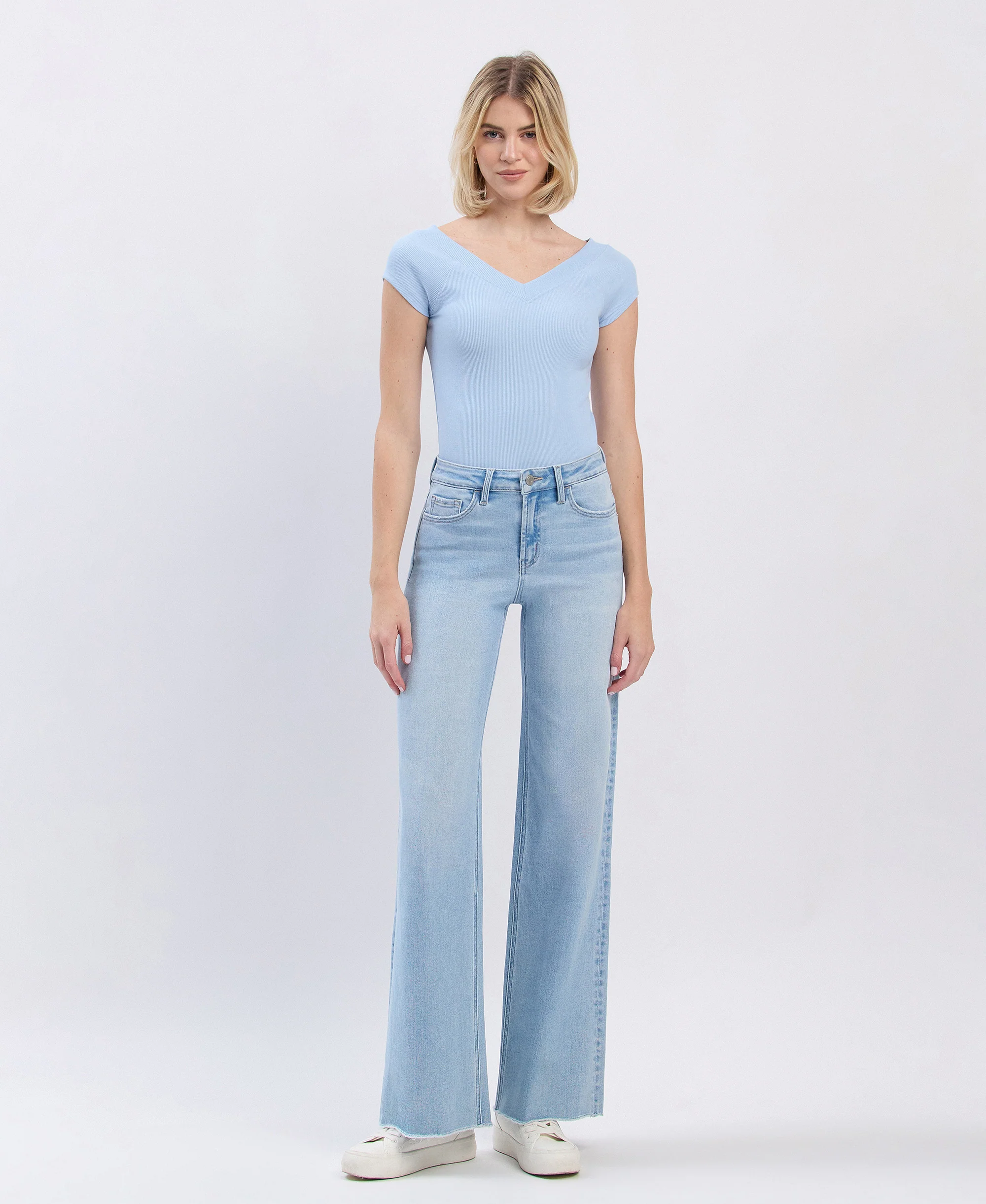 Judy - High Rise Raw Hem Wide Leg Jeans - Image 4