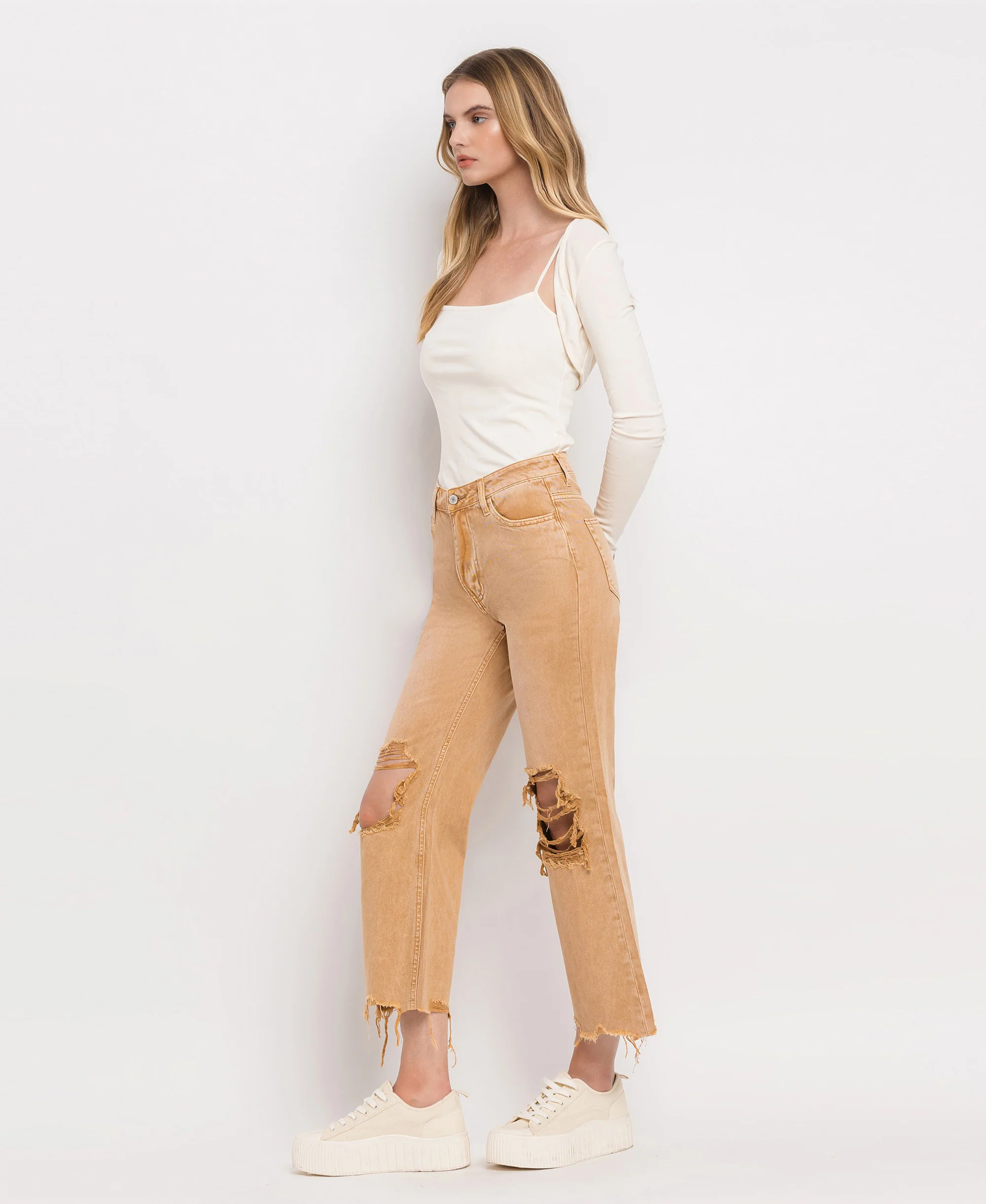 Kiss Of California - Super High Rise 90's Vintage Crop Flare Jeans - Image 3