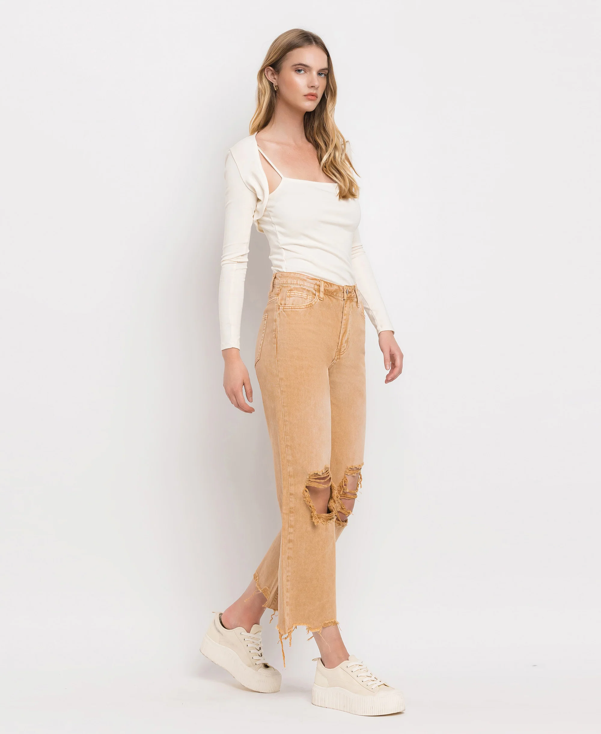 Kiss Of California - Super High Rise 90's Vintage Crop Flare Jeans - Image 4