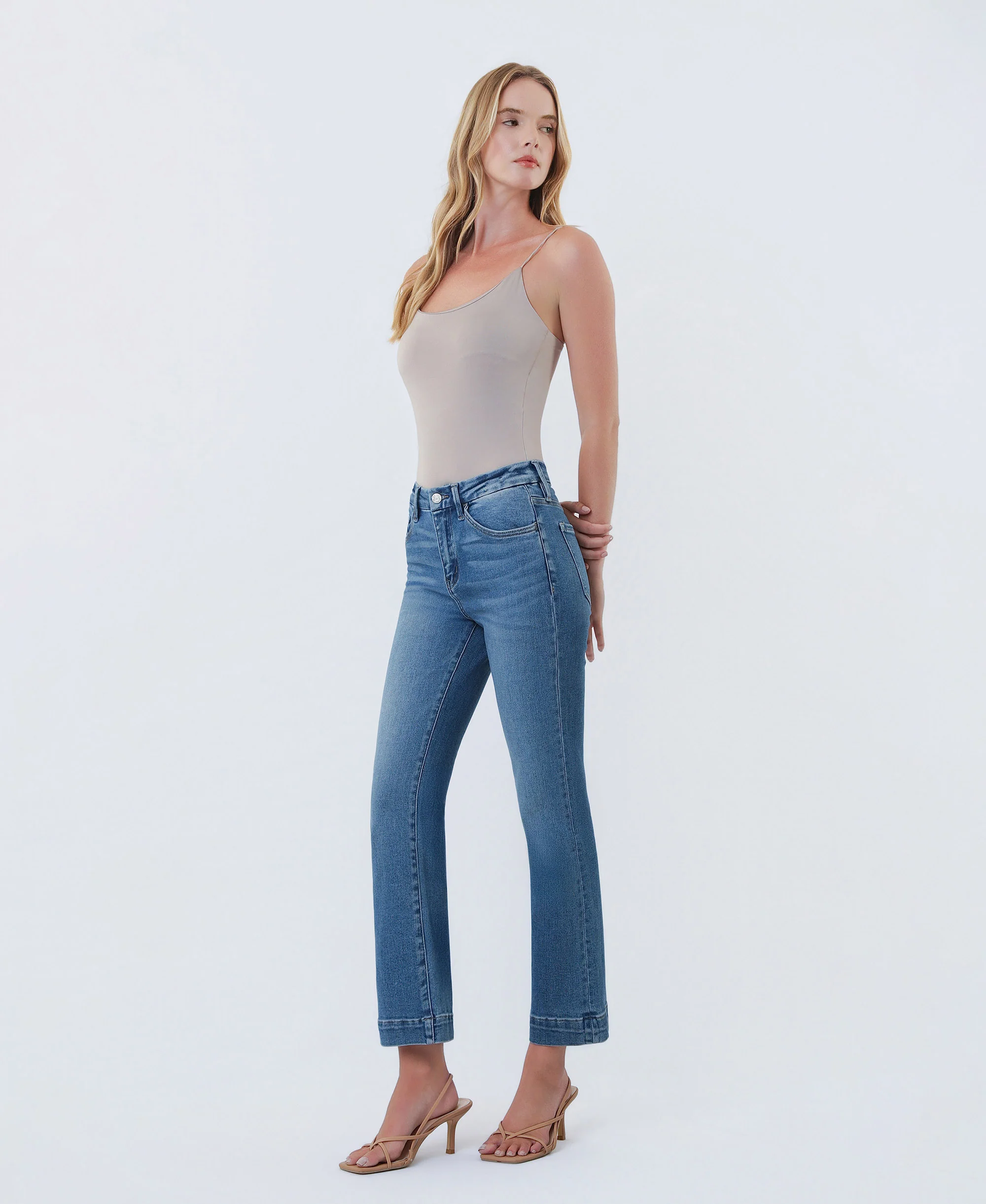 Laurie - High Rise Seamless WB Trouser Hem Kick Flare Jeans - Image 3