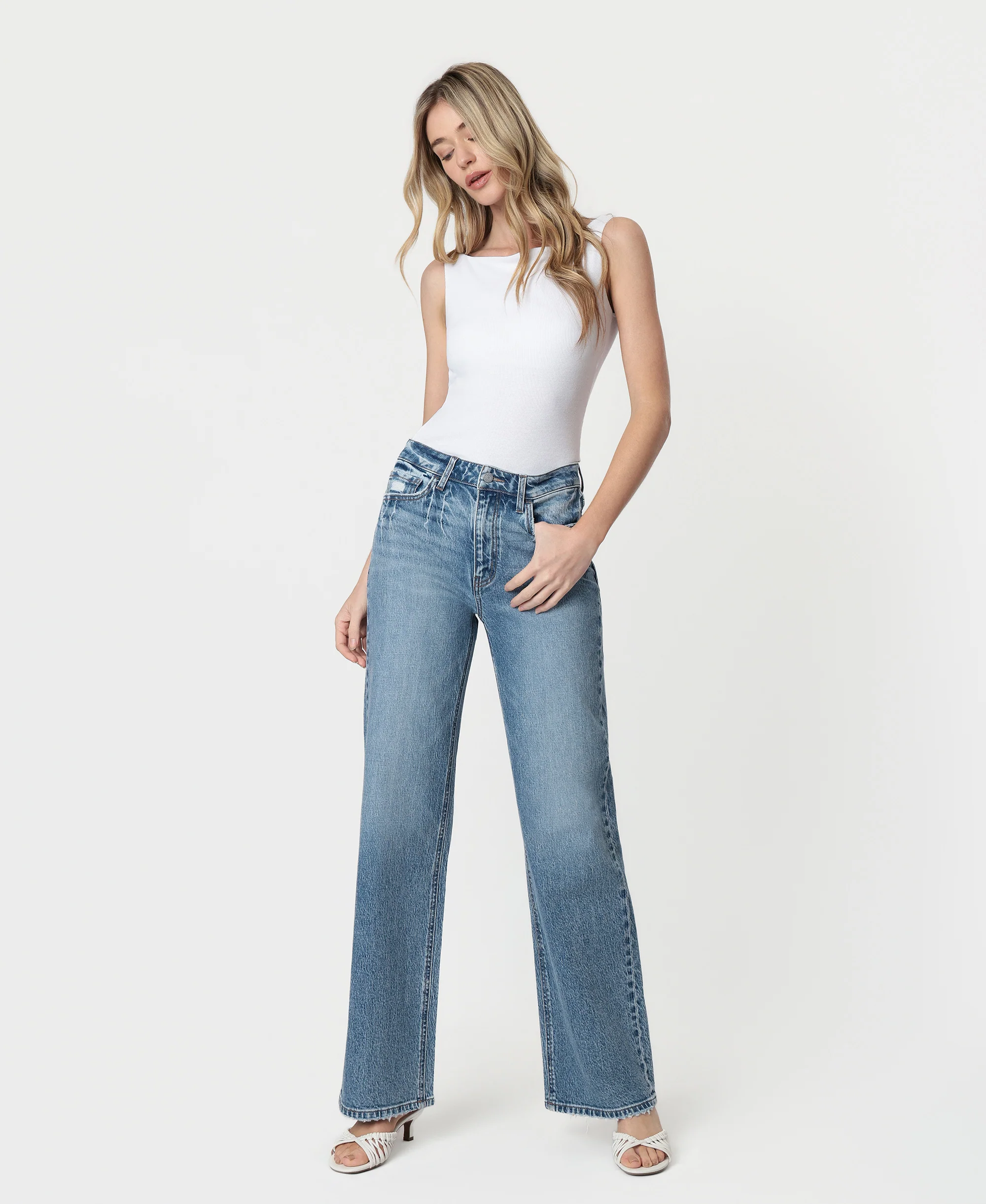 Leaping Water - 90's Super High Rise Wide Leg Jeans