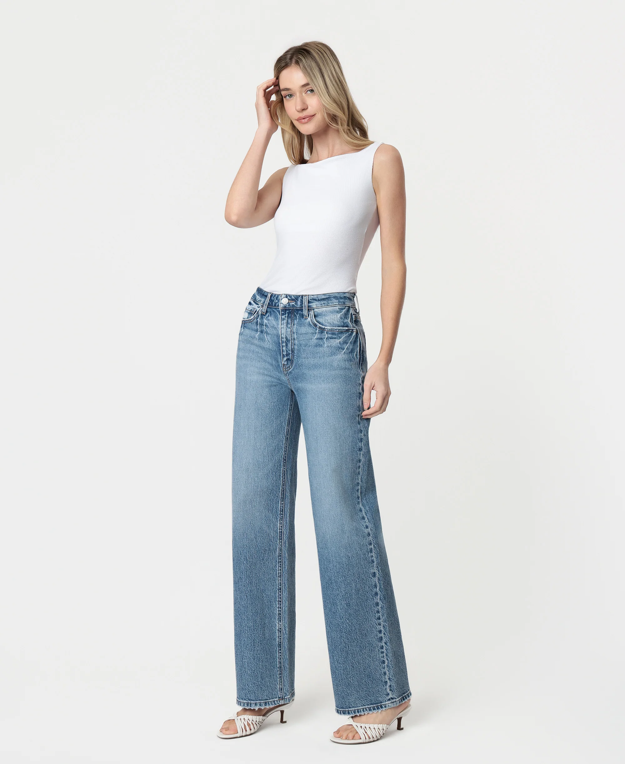 Leaping Water - 90's Super High Rise Wide Leg Jeans - Image 3