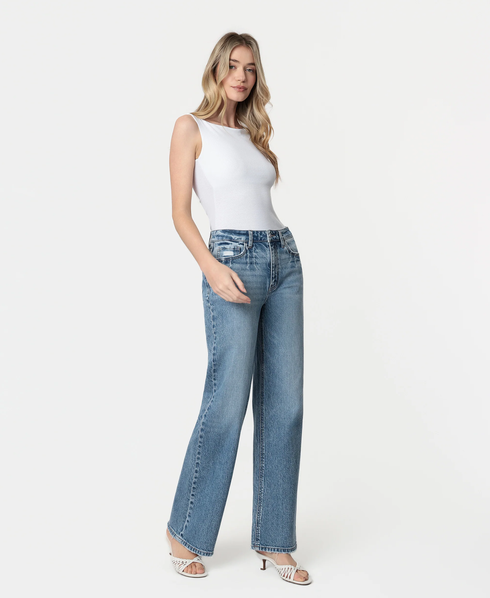 Leaping Water - 90's Super High Rise Wide Leg Jeans - Image 4