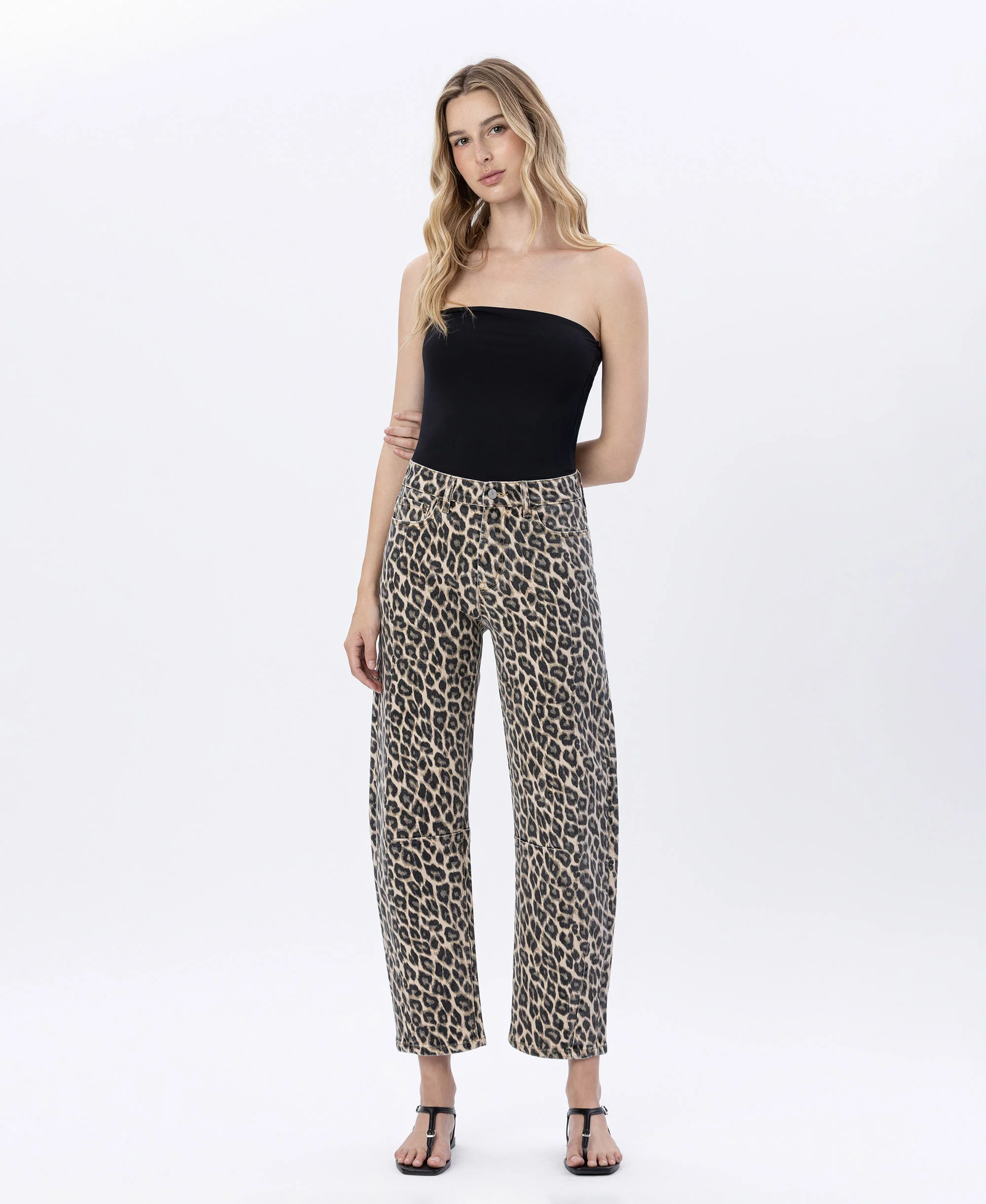 Leopard - High Rise Leopard Print Barrel Jeans - Image 4