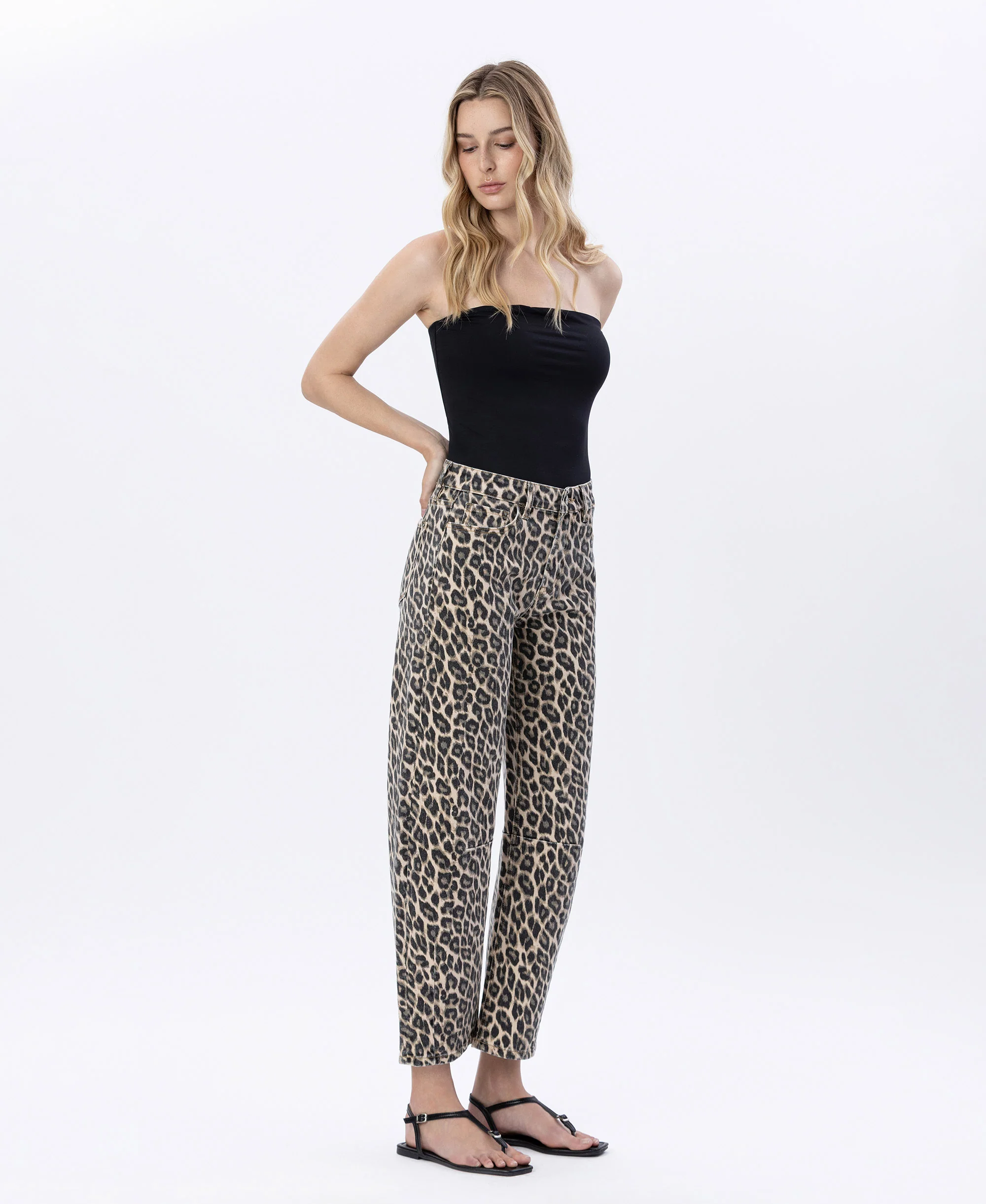 Leopard - High Rise Leopard Print Barrel Jeans - Image 5