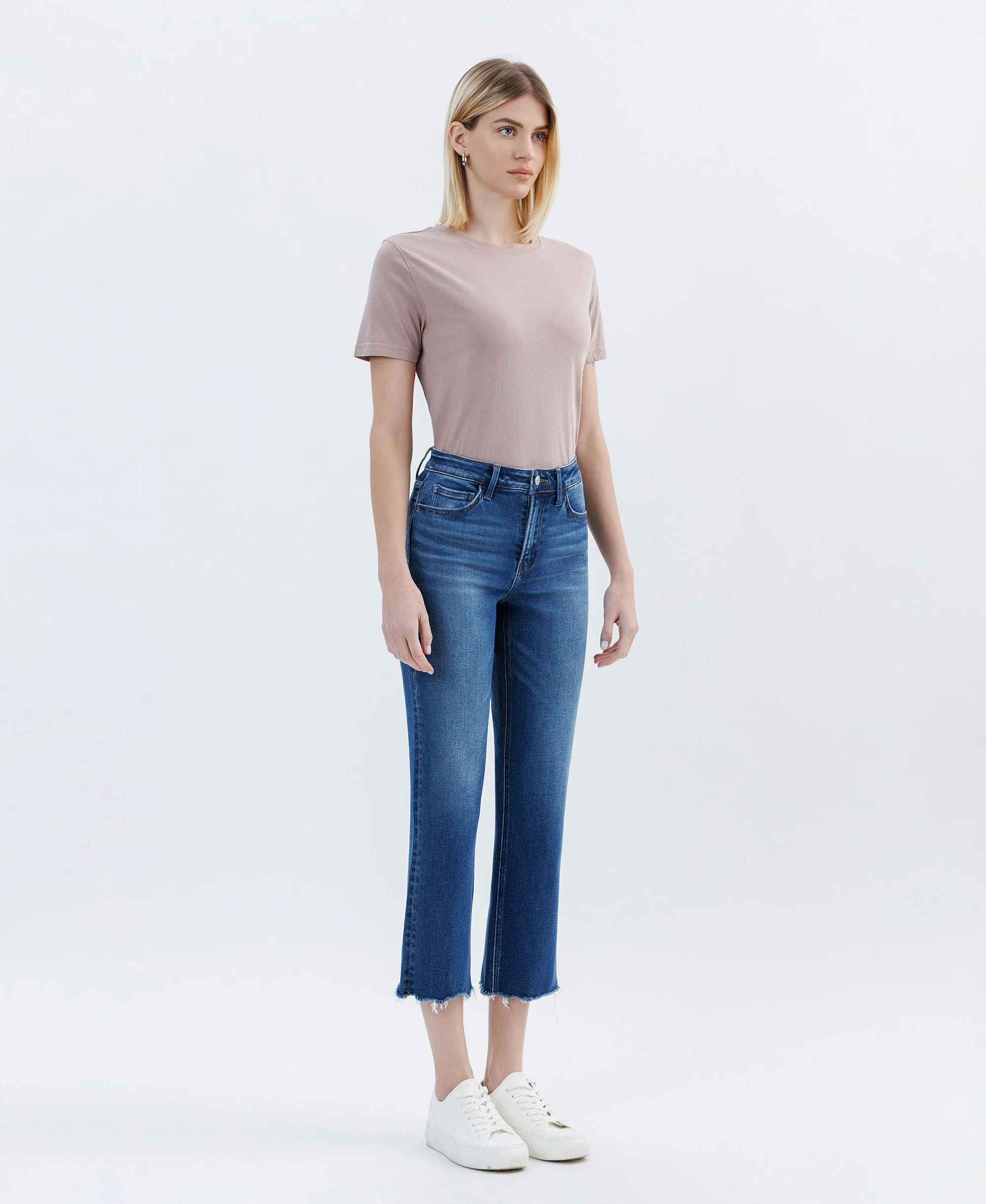 Love So True - High Rise Uneven Raw Hem Crop Straight Jeans - Image 4