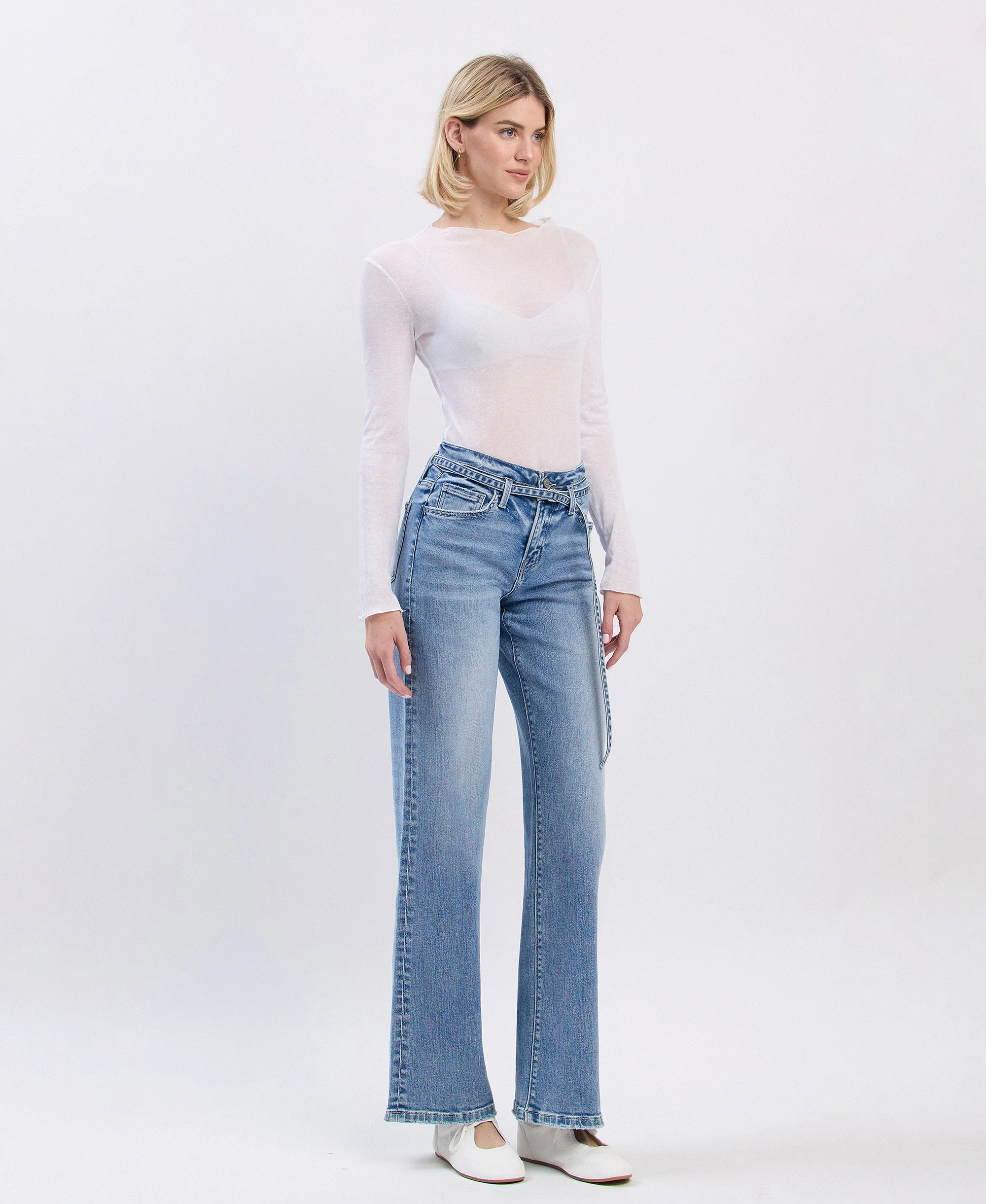 Lucid - High Rise Self Belt Wide Leg Jeans - Image 4