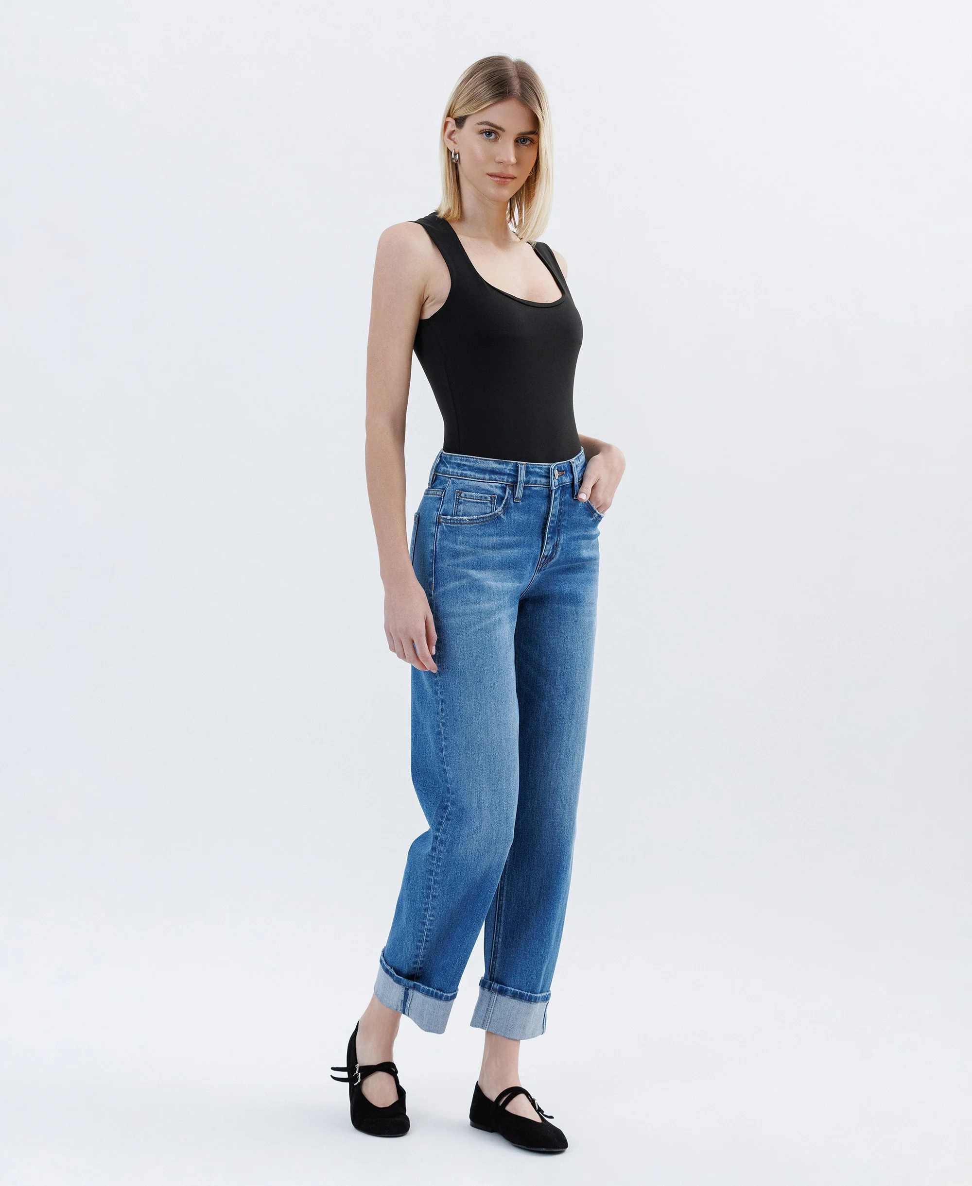 Lullaby - High Rise Cuffed Barrel Jeans - Image 5