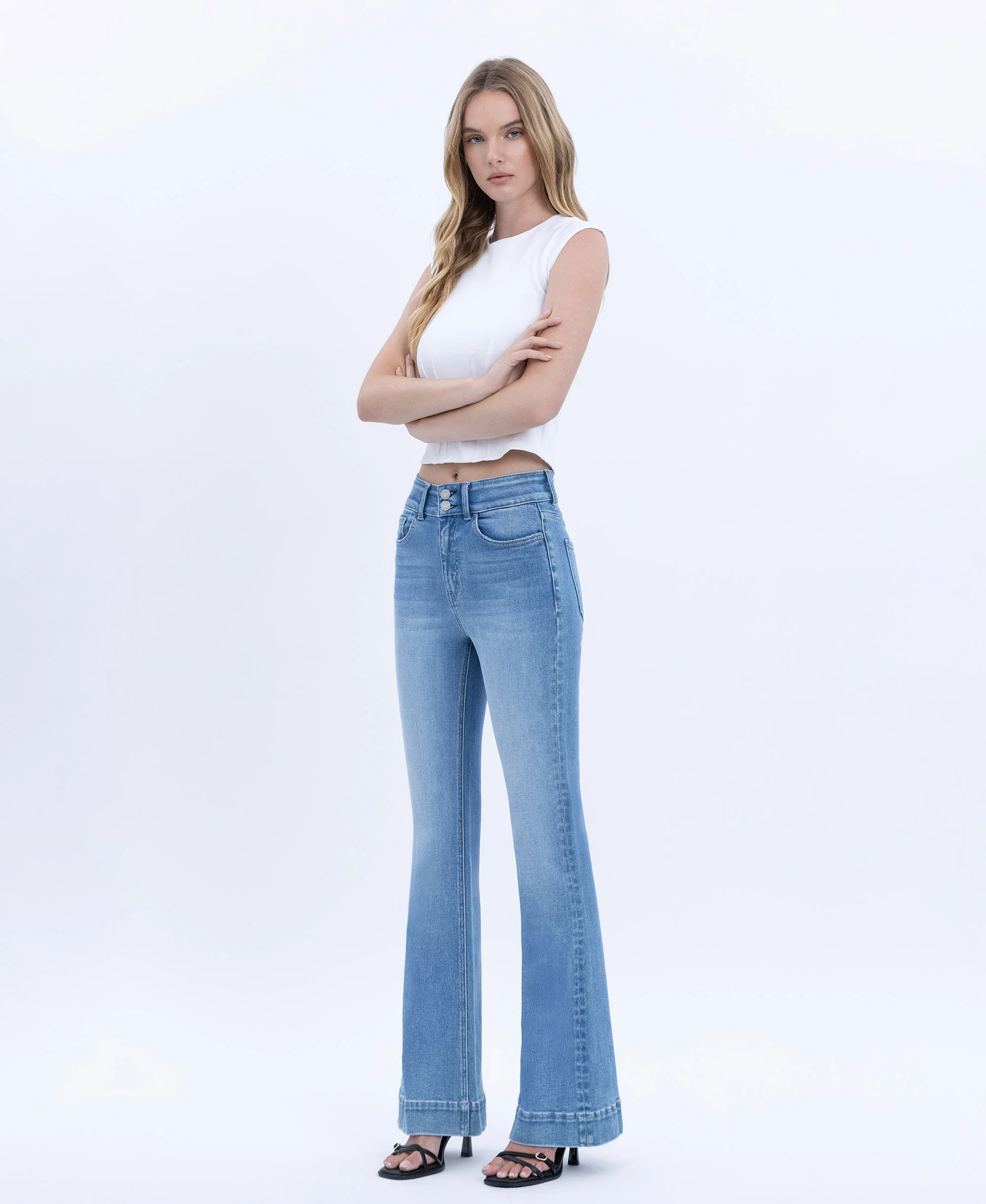 Majestic Grace - High Rise Full Length Flare Jeans - Image 3