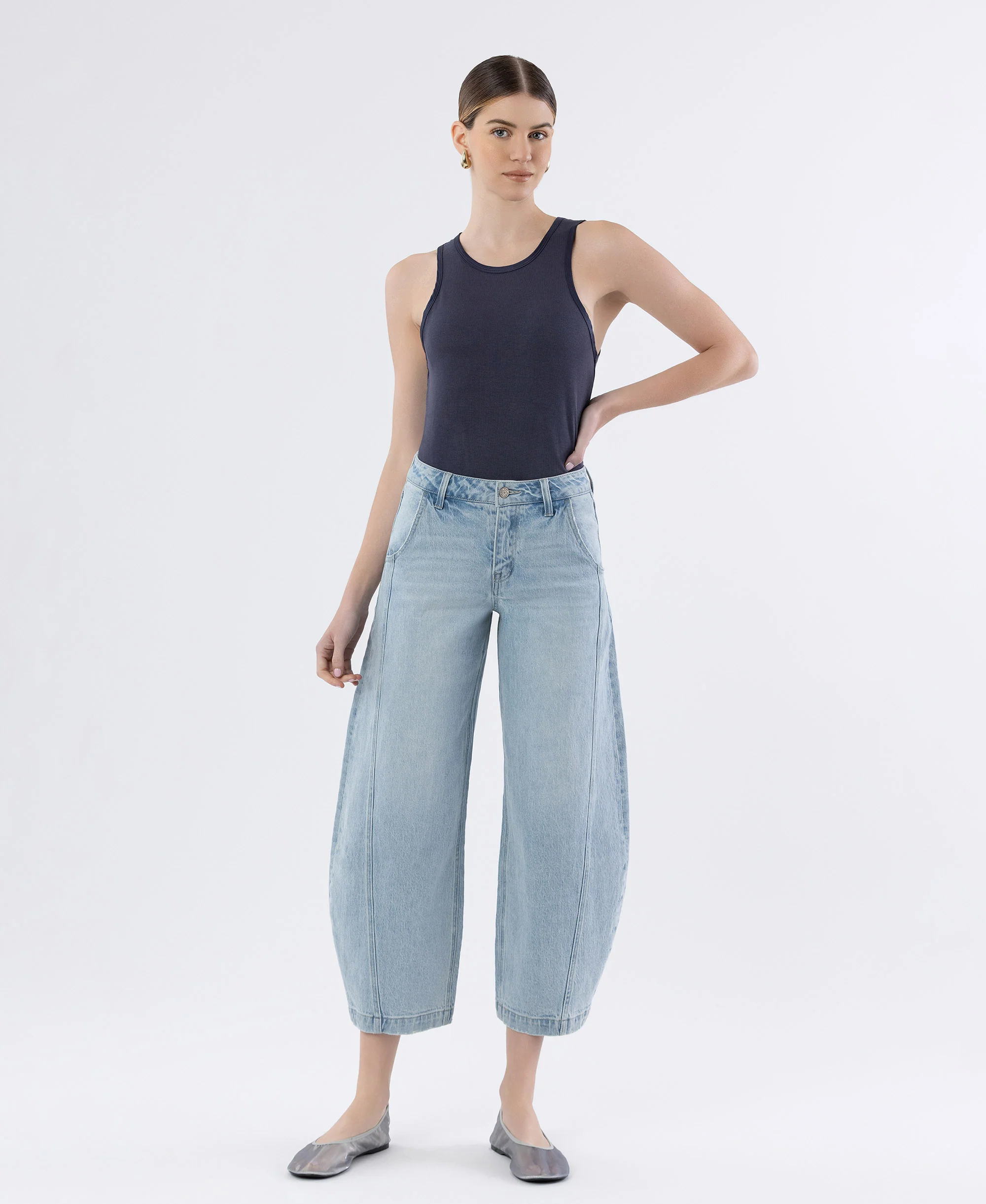 Marvelousness - High Rise Front Seam Extreme Wide Barrel Jeans - Image 4