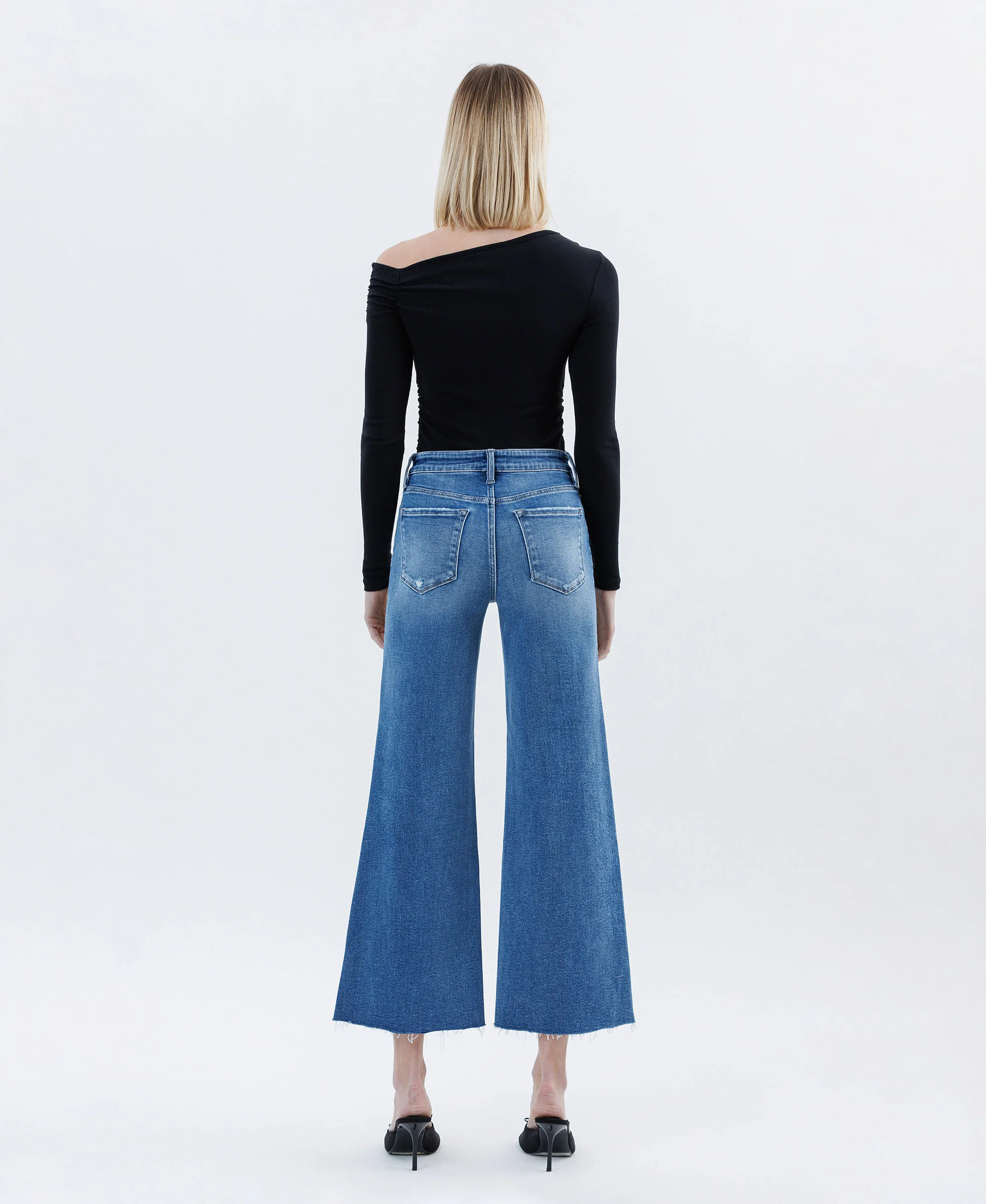 Matchless - High Rise Raw Hem Ankle Wide Leg Jeans - Image 2