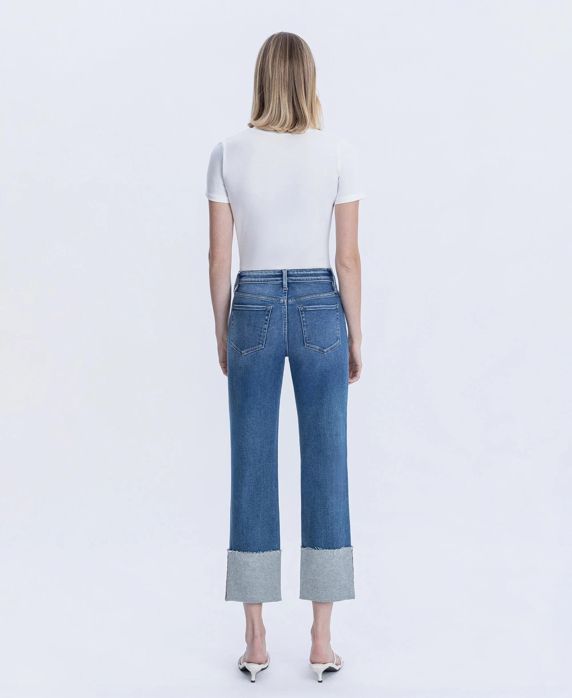 Medium Dark - High Rise Cuffed Crop Straight Jeans - Image 2