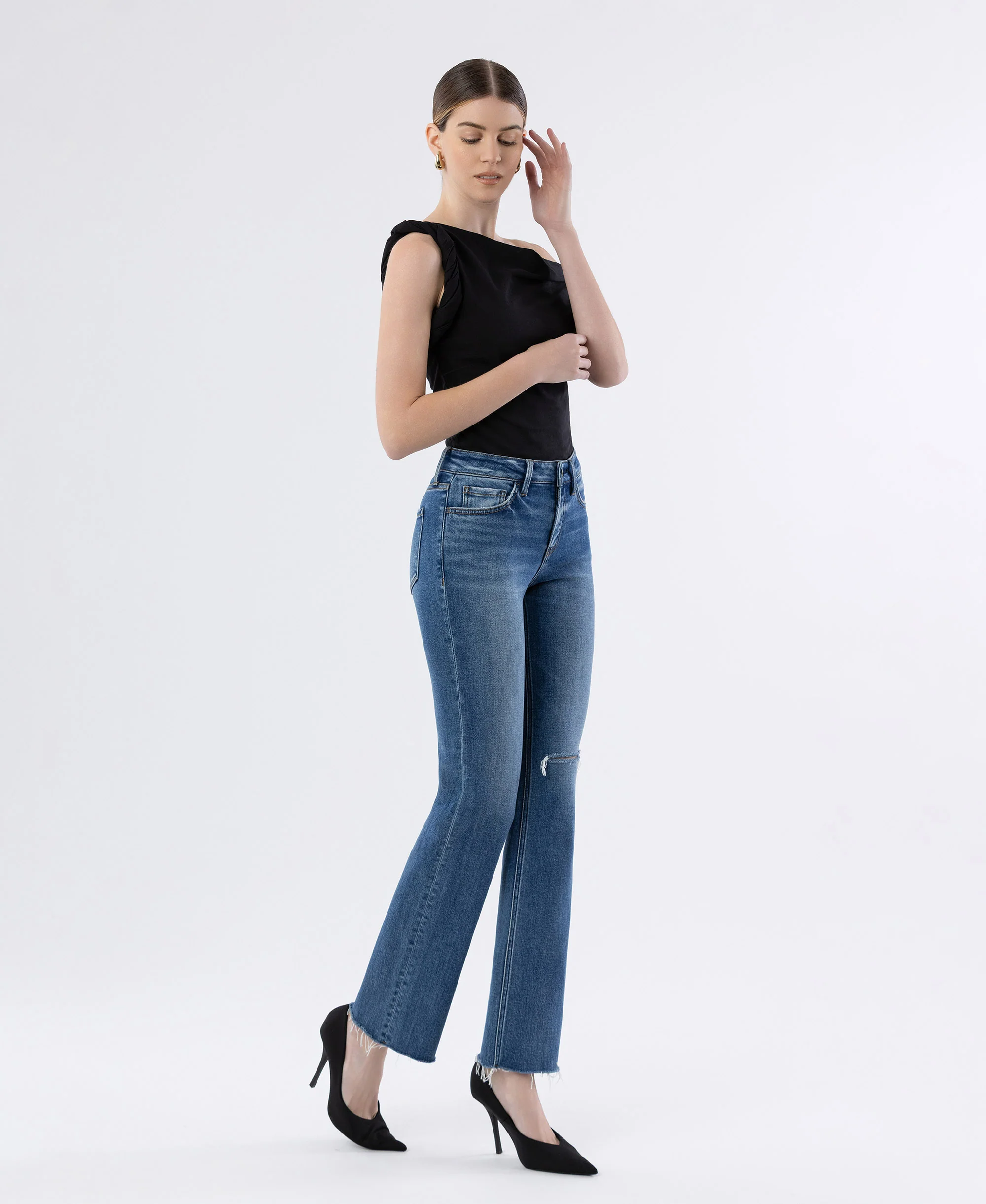 Midnight In Paris - High Rise Raw Hem Straight Jeans - Image 4