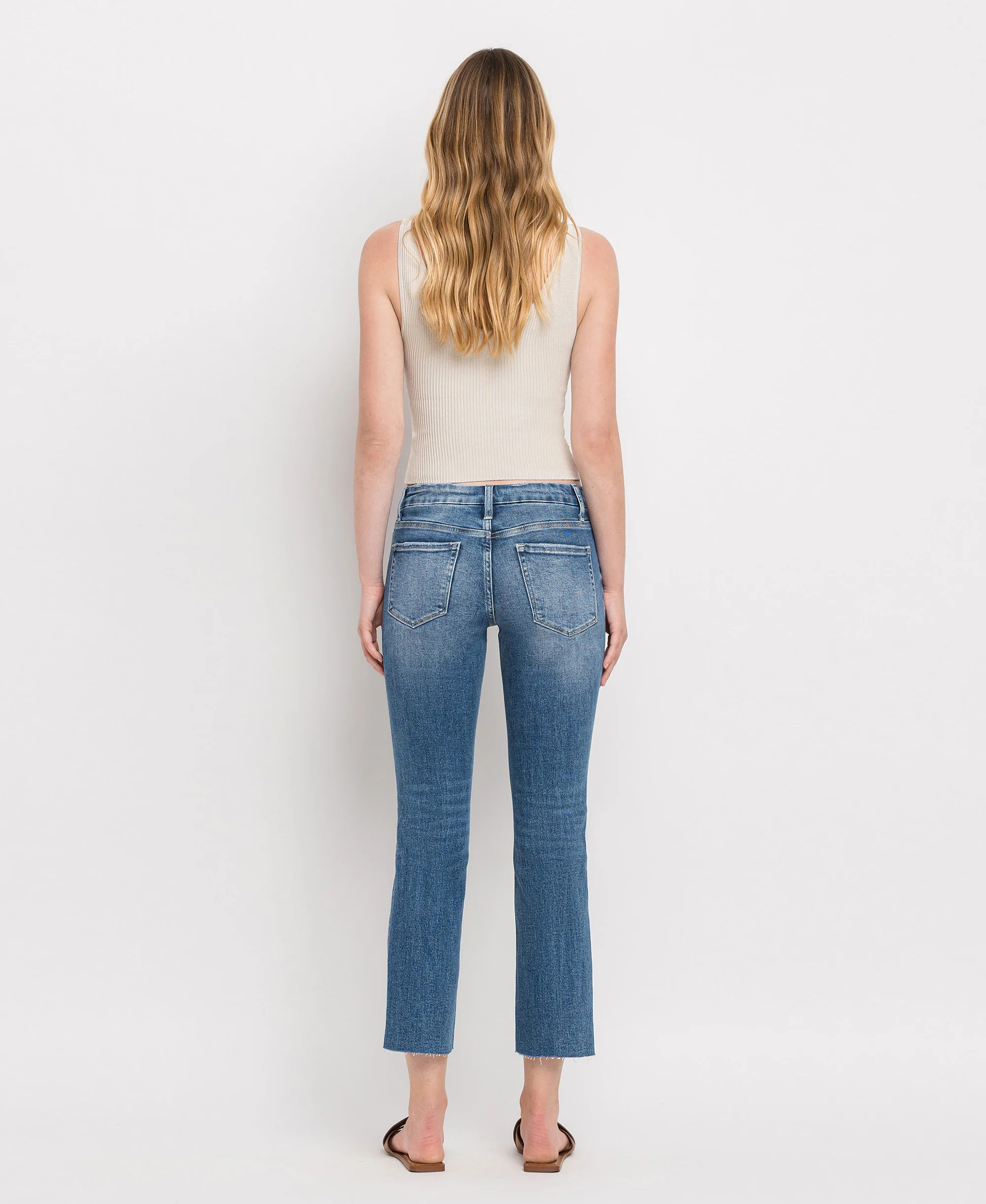 Midnight - Mid Rise Crop Slim Straight Jeans - Image 2