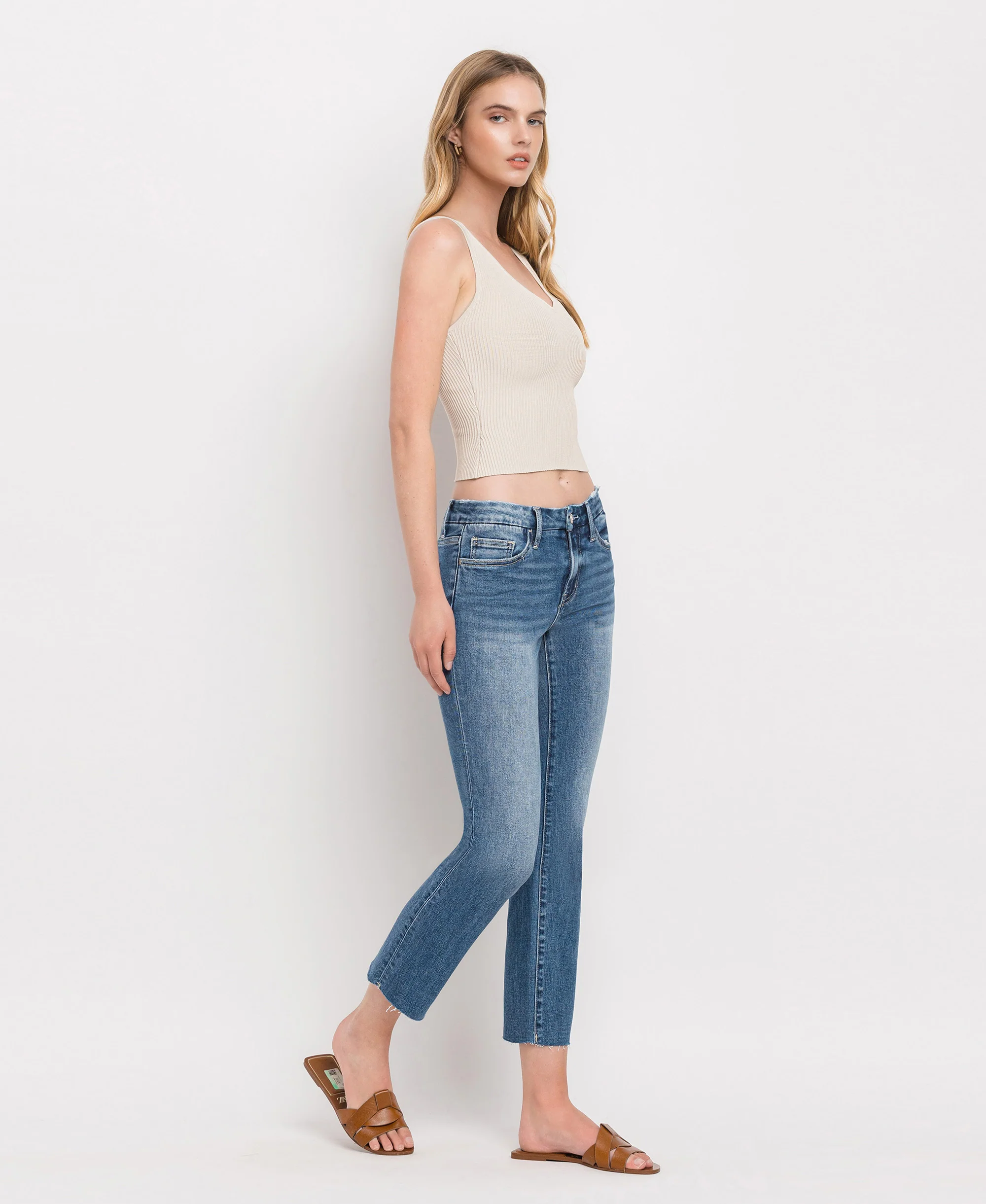 Midnight - Mid Rise Crop Slim Straight Jeans - Image 4
