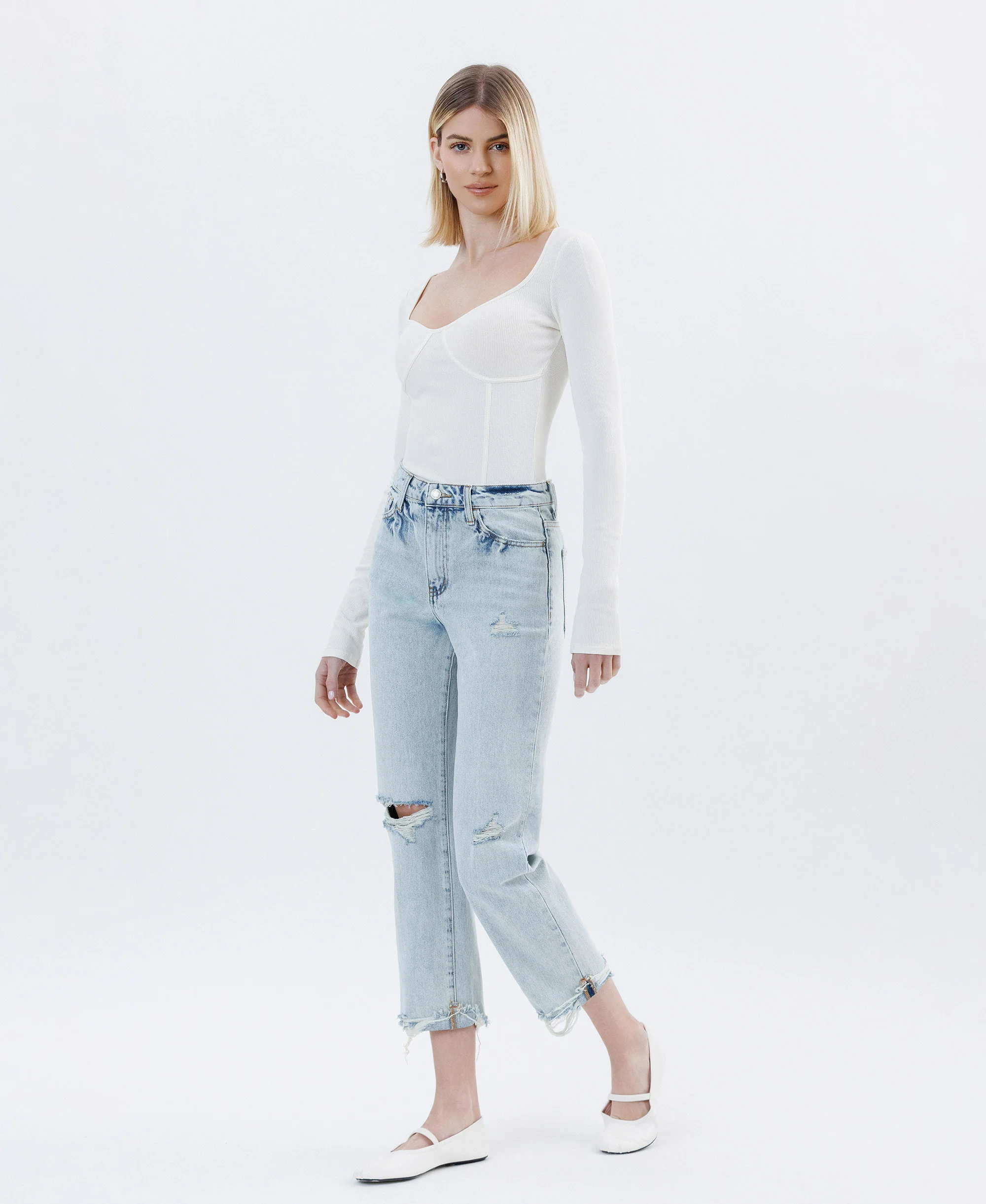 Minor Mishap - Super High Rise Relaxed Cuffed Straight Jeans - Image 3