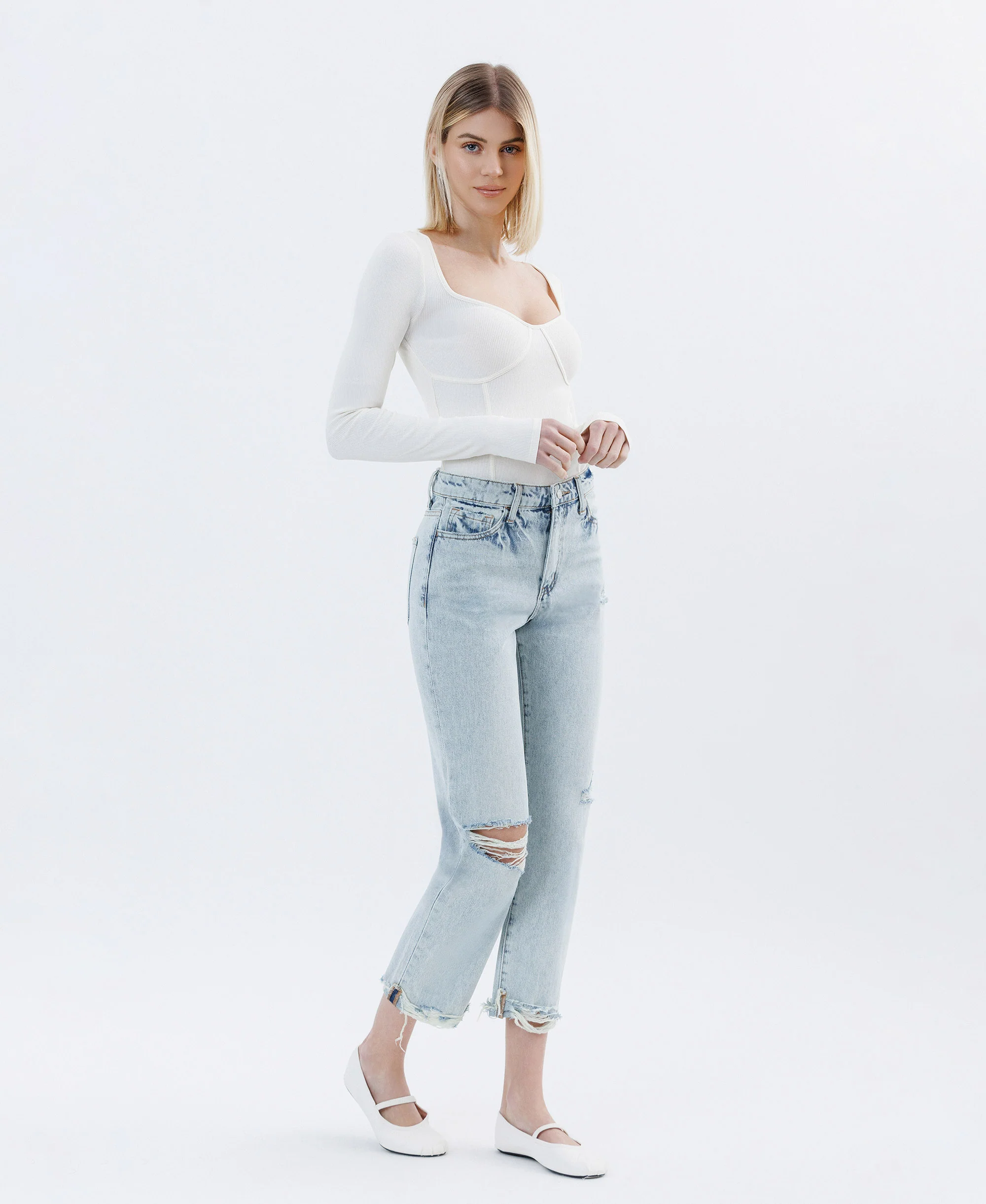 Minor Mishap - Super High Rise Relaxed Cuffed Straight Jeans - Image 4