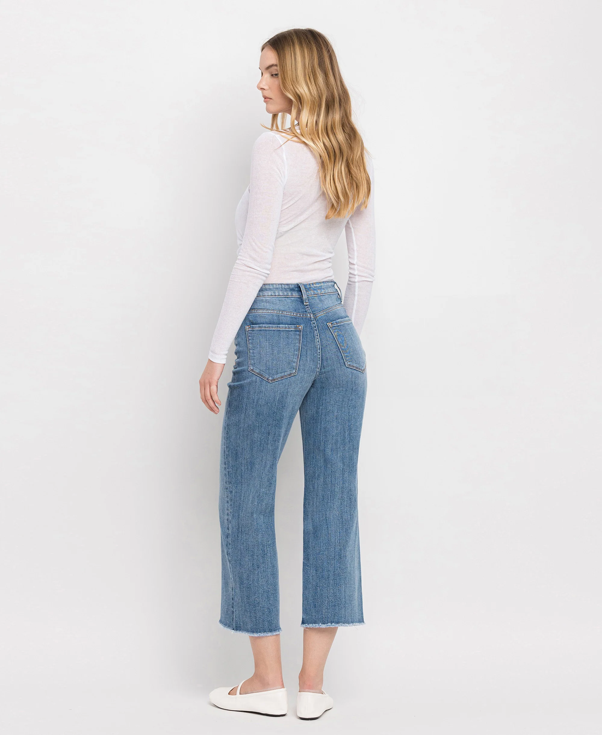 Moonflower - Super High Rise Raw Hem Wide Leg Jeans - Image 2