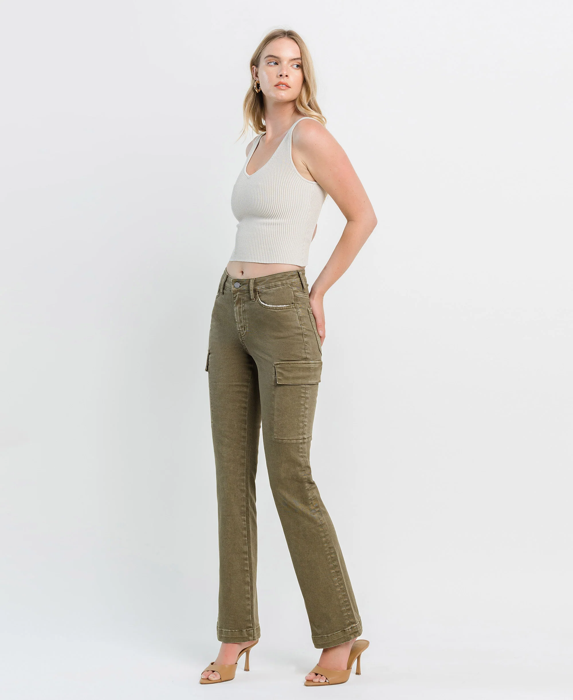 Moss - High Rise Relaxed Bootcut Cargo Jeans - Image 3