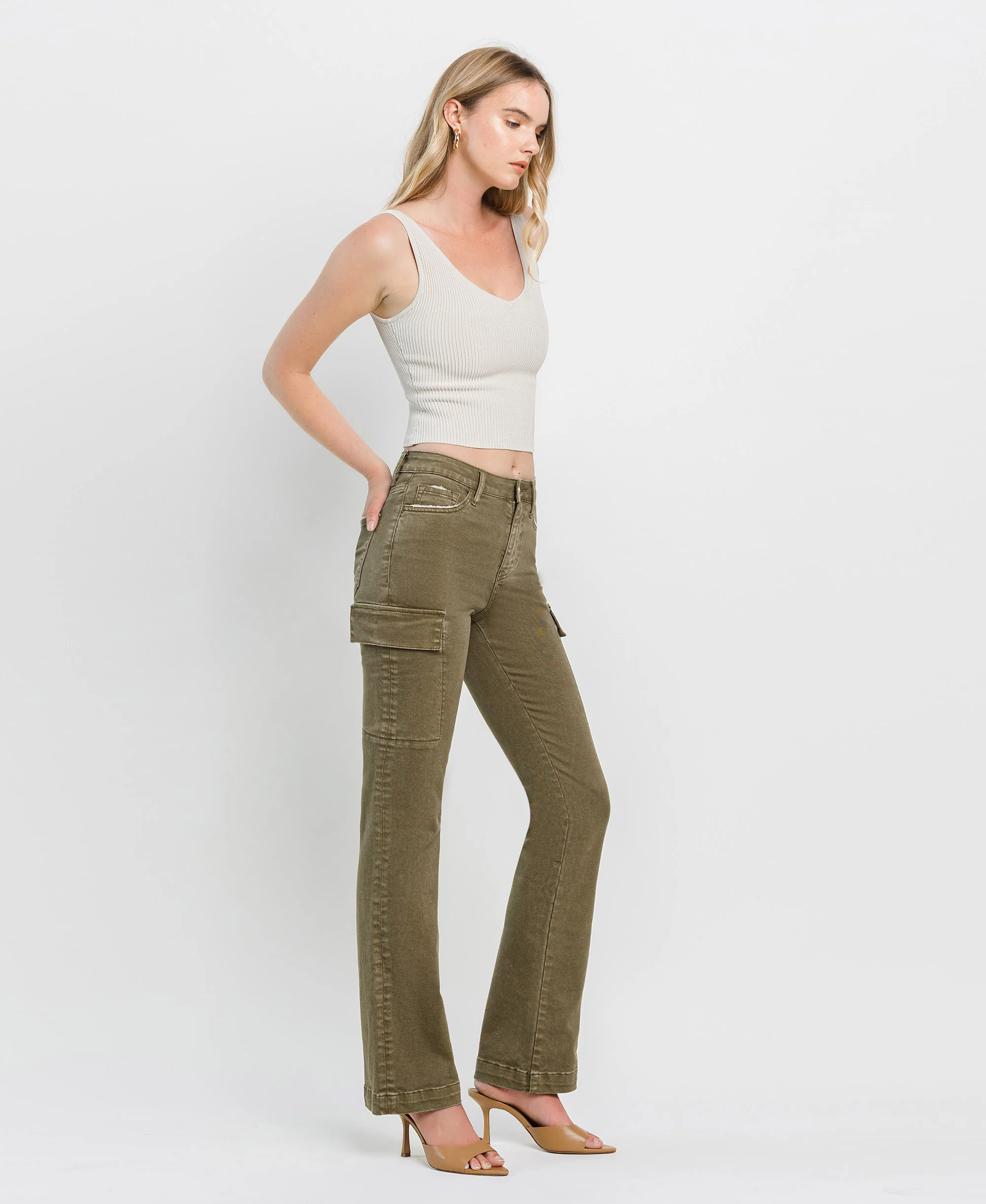 Moss - High Rise Relaxed Bootcut Cargo Jeans - Image 4
