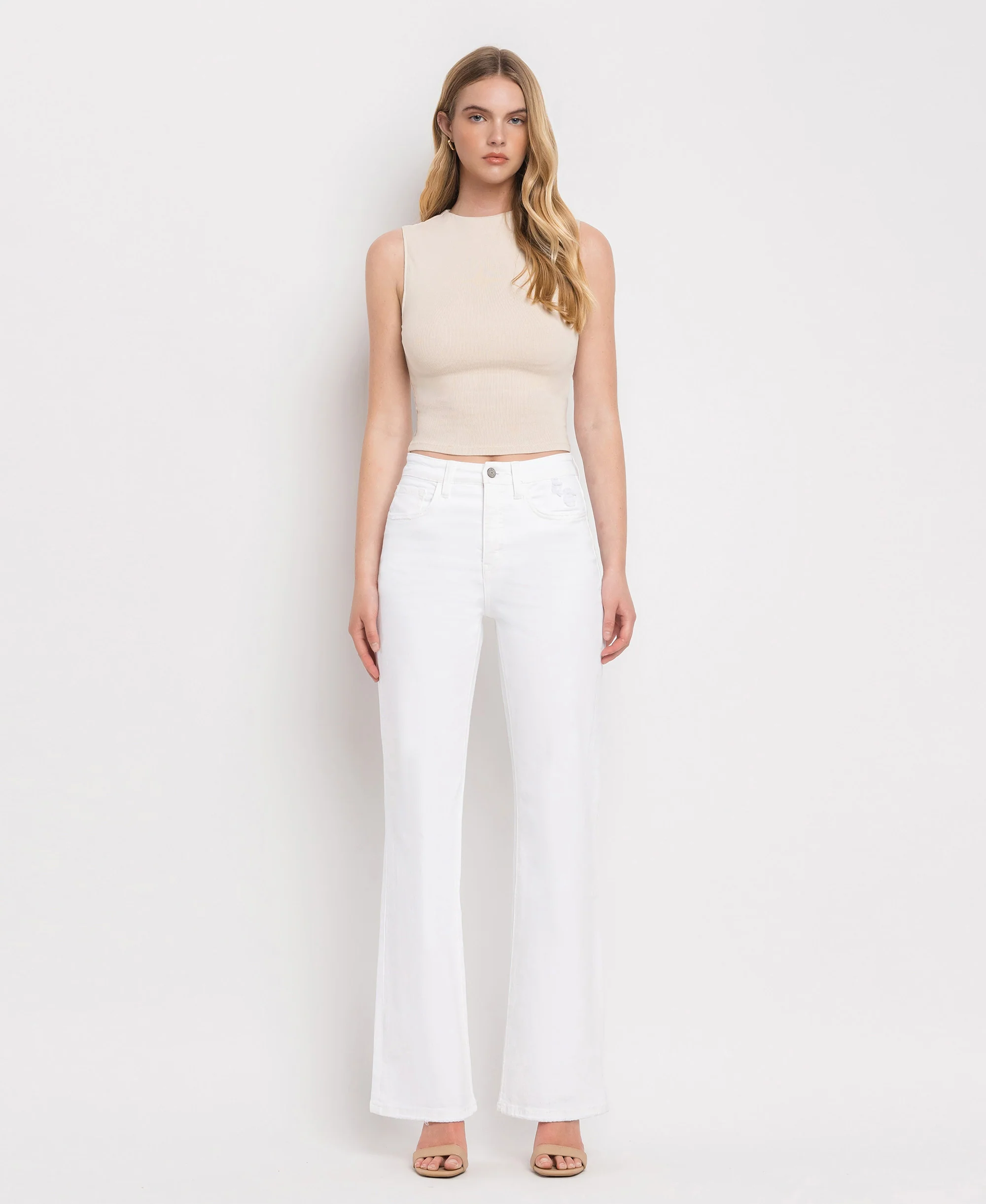 Optic White - Super High Rise 90's Vintage Tummy Control Flare Jeans - Image 4