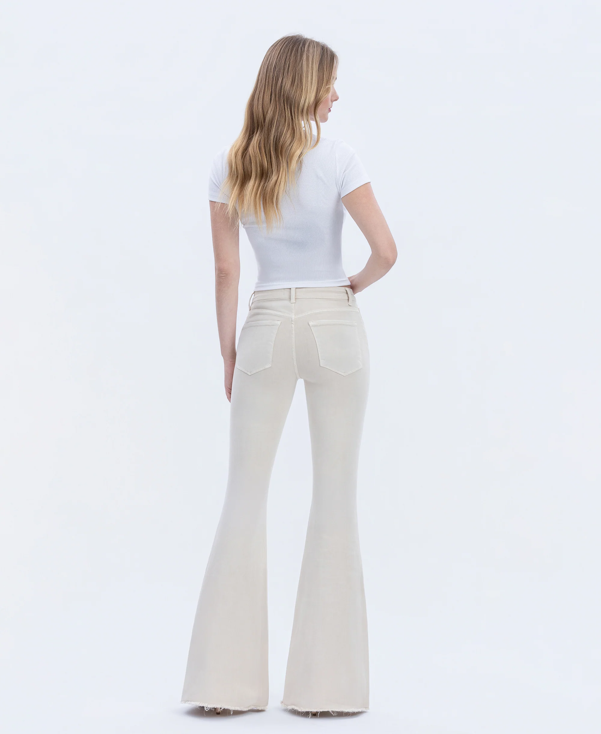 Parchment - High Rise Raw Hem Super Flare Jeans - Image 2