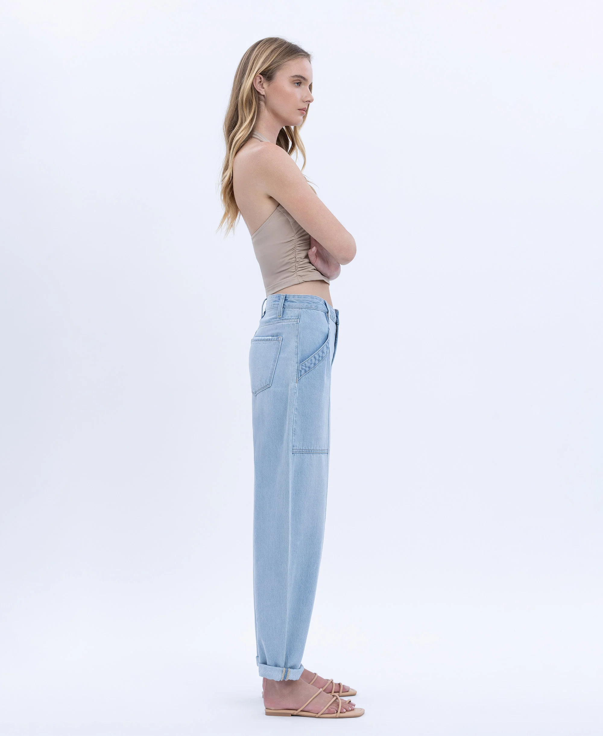 Plur - Super High Rise Cuffed Ankle Barrel Jeans - Image 4