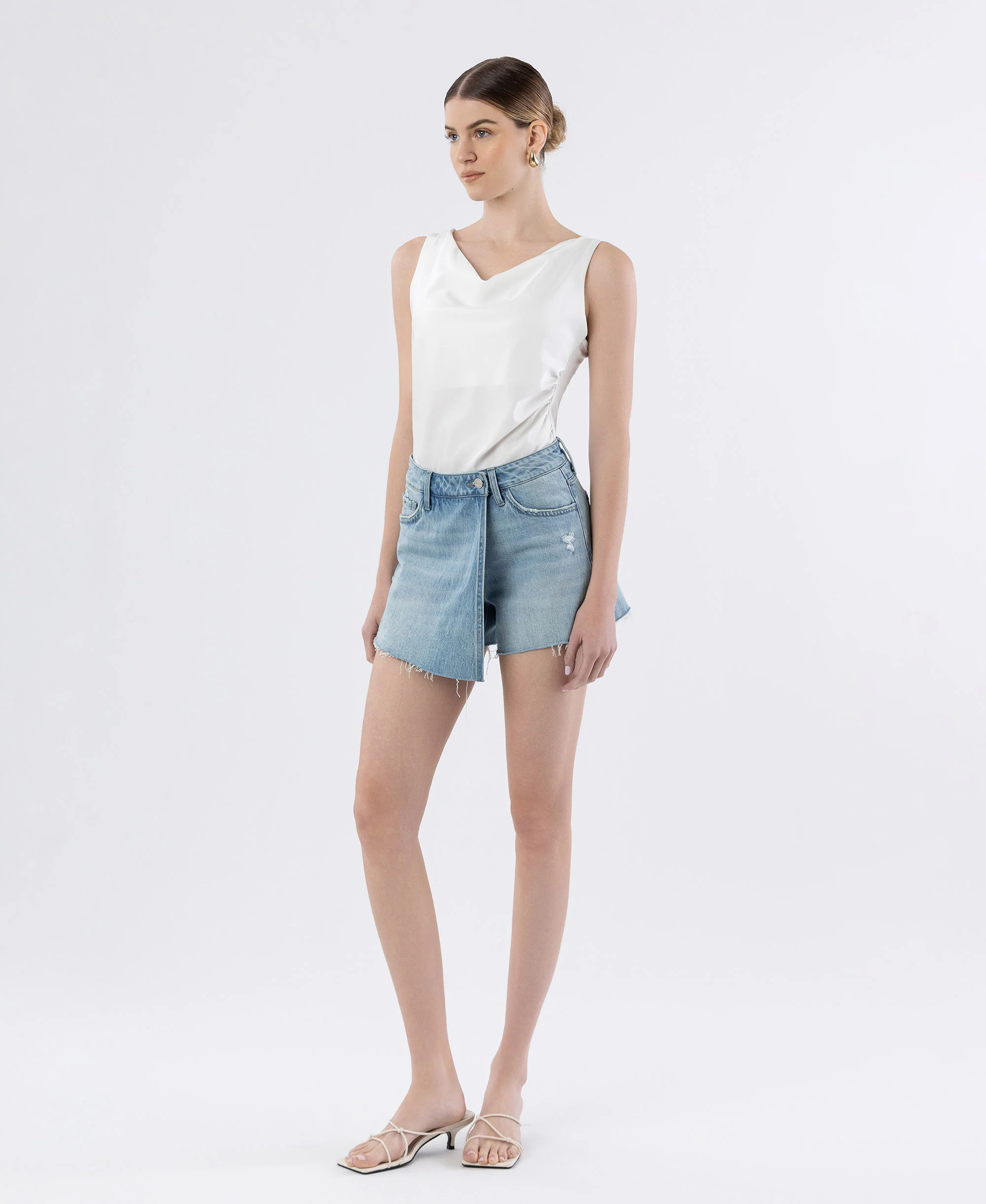 Preferably - Super High Rise Raw Hem Denim Skorts - Image 3