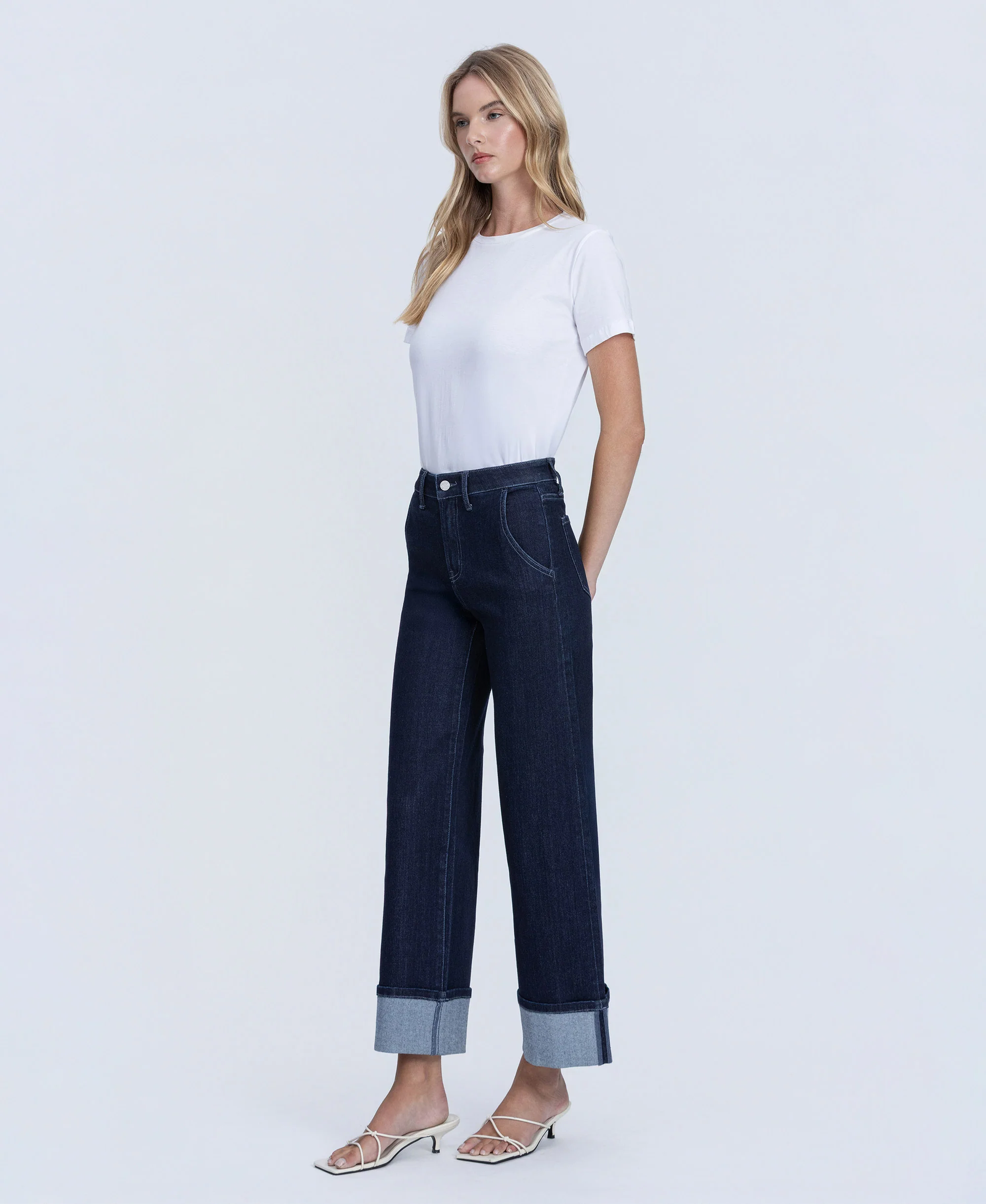 Revenue - High Rise Cuffed Ankle Wide Leg Jeans - Image 3