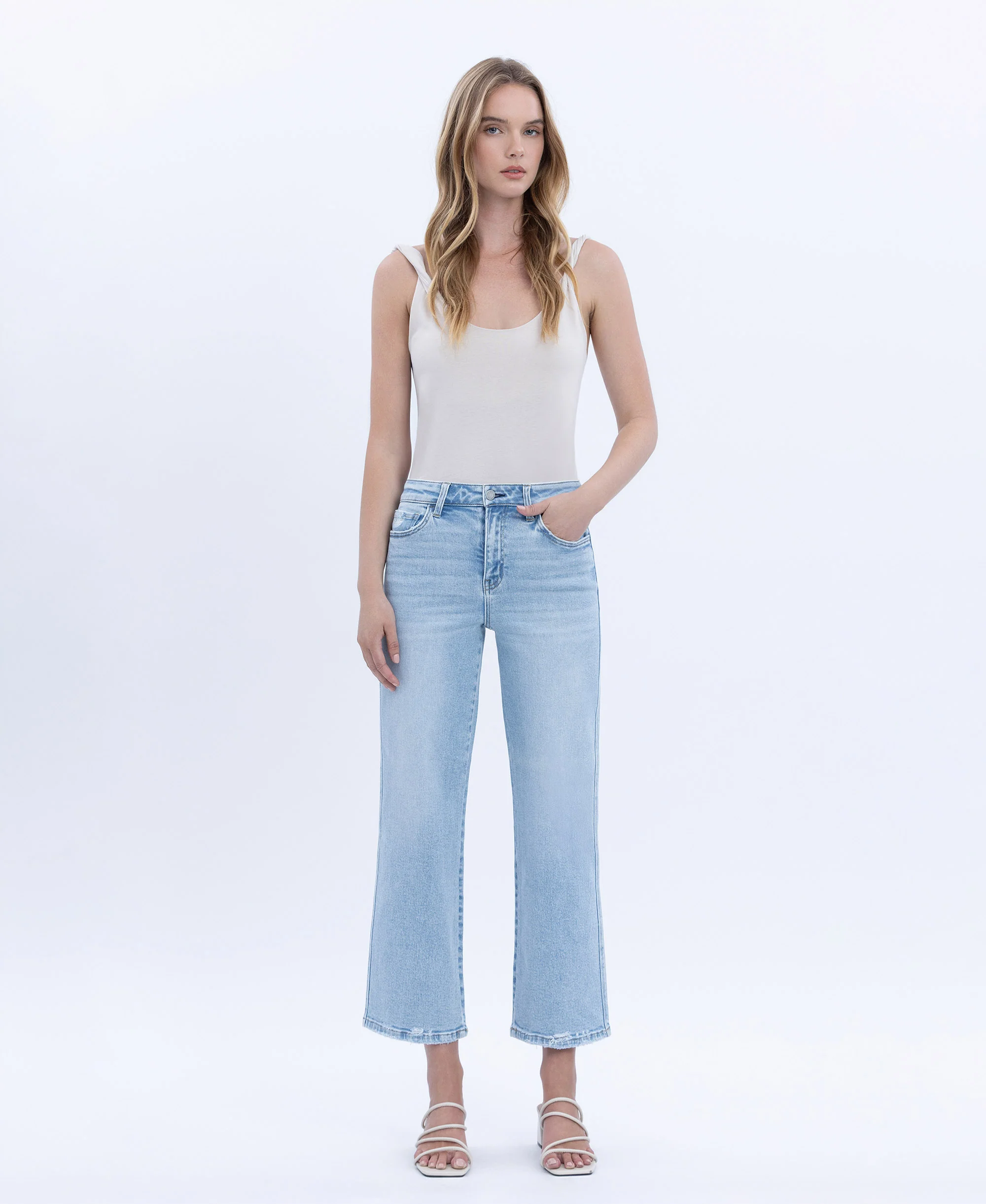 Reverent - High Rise Crop Slim Wide Leg Jeans - Image 4