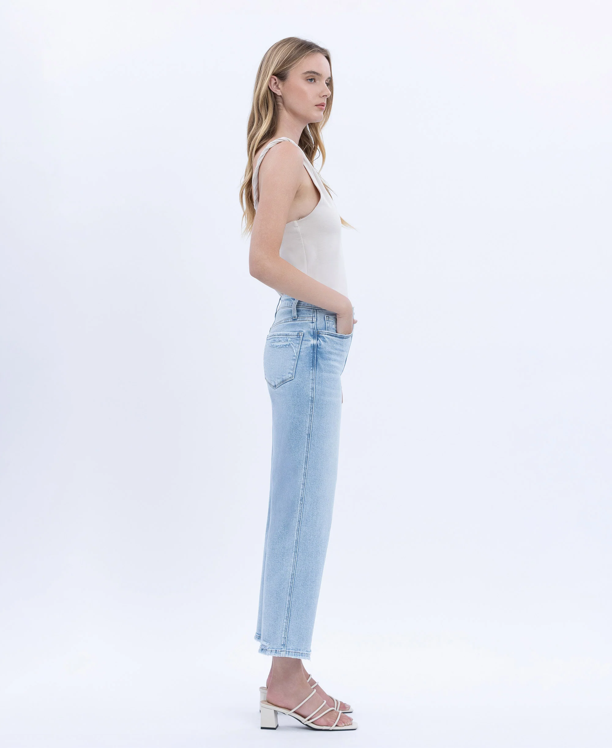 Reverent - High Rise Crop Slim Wide Leg Jeans - Image 5