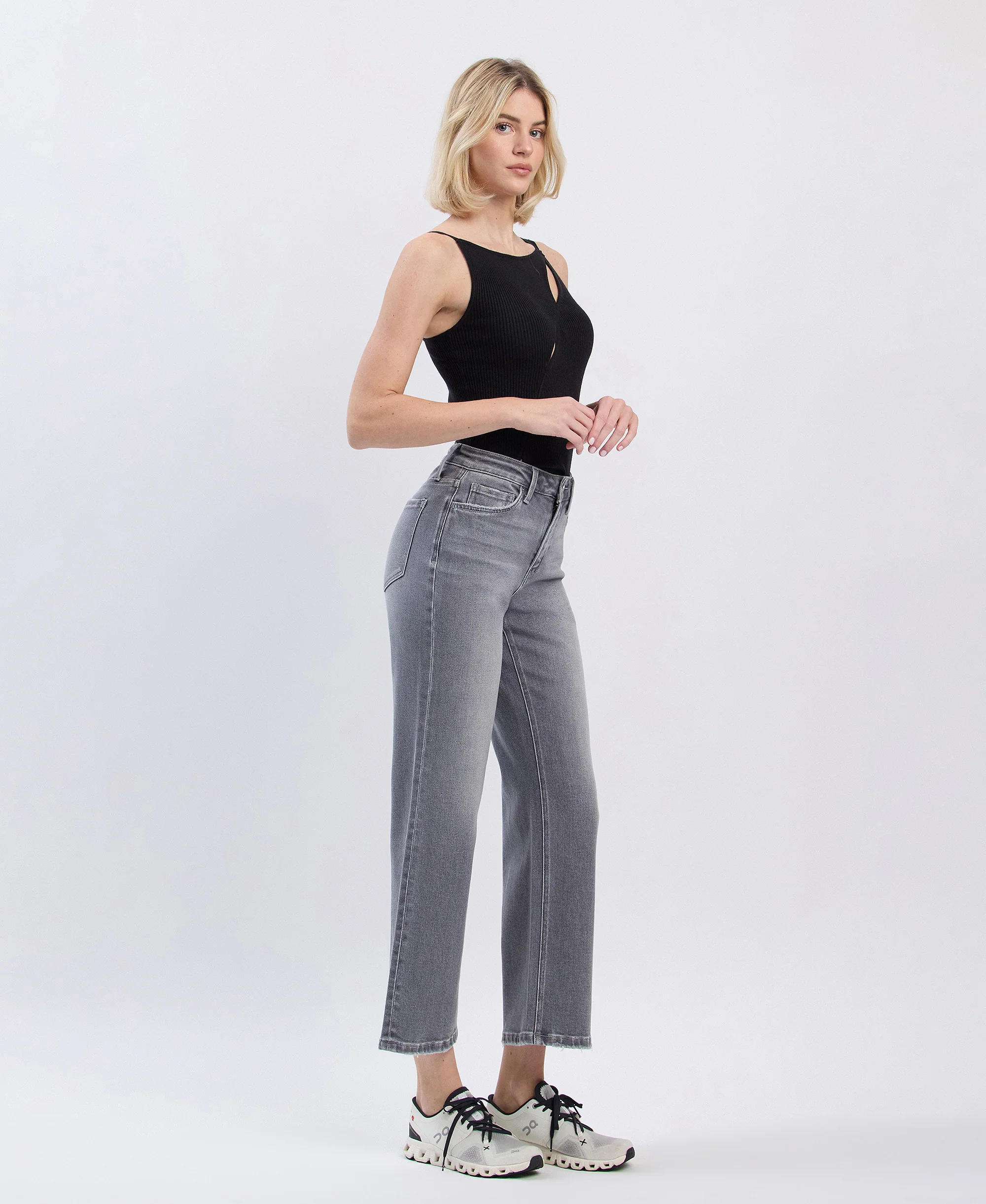 River Eden - High Rise Ankle Slim Wide Leg Jeans - Image 4