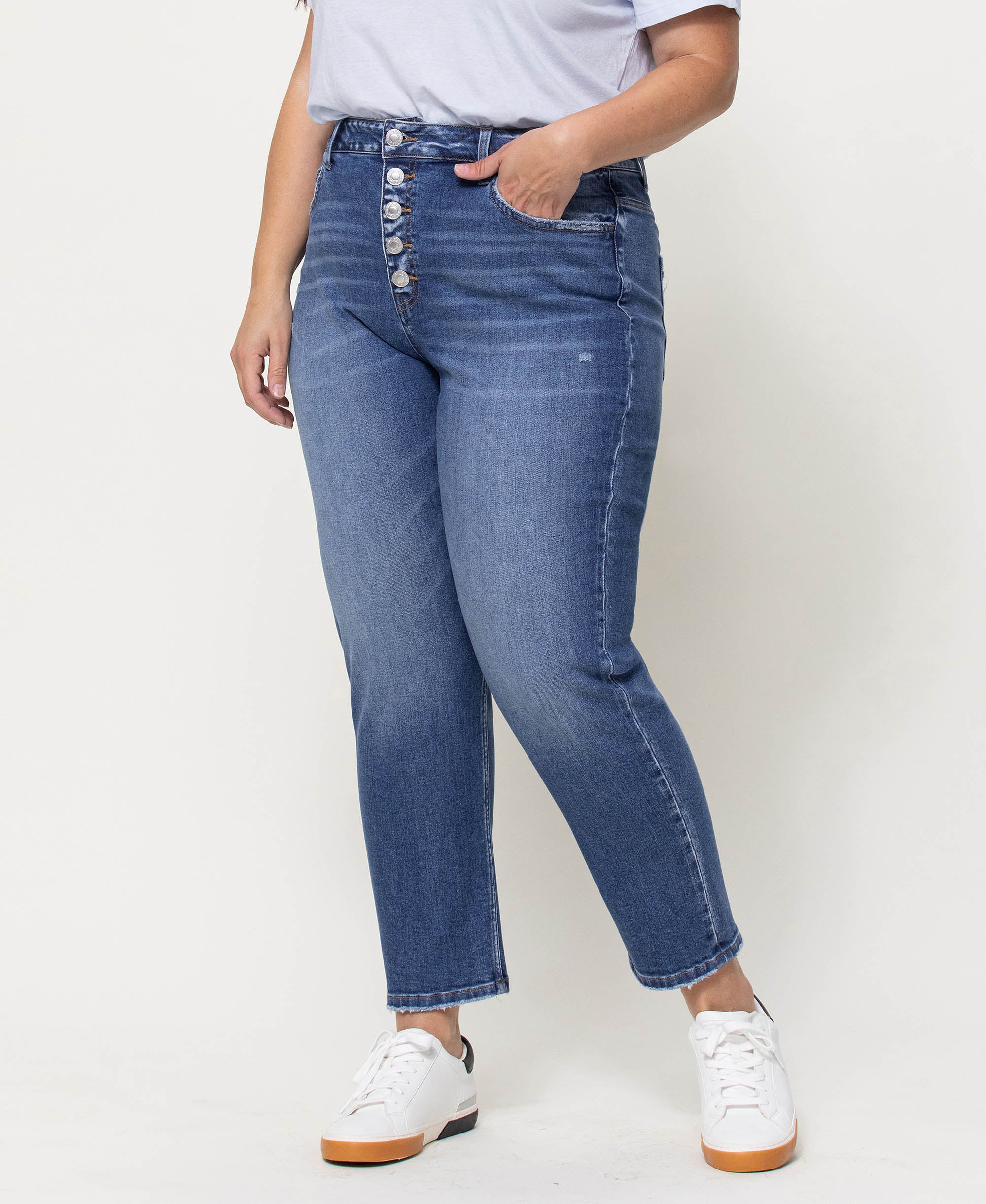 Rivers - Plus Button Up Stretch Mom Jeans - Image 4